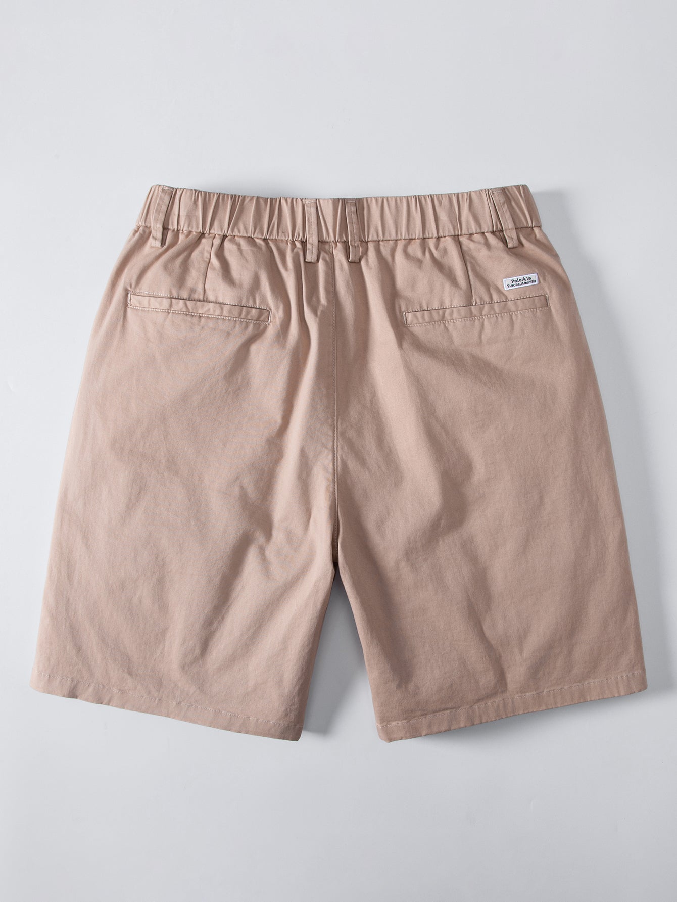 Contrast Trim Textured Zipper Knit Polo & Elastic Waist Chino Shorts
