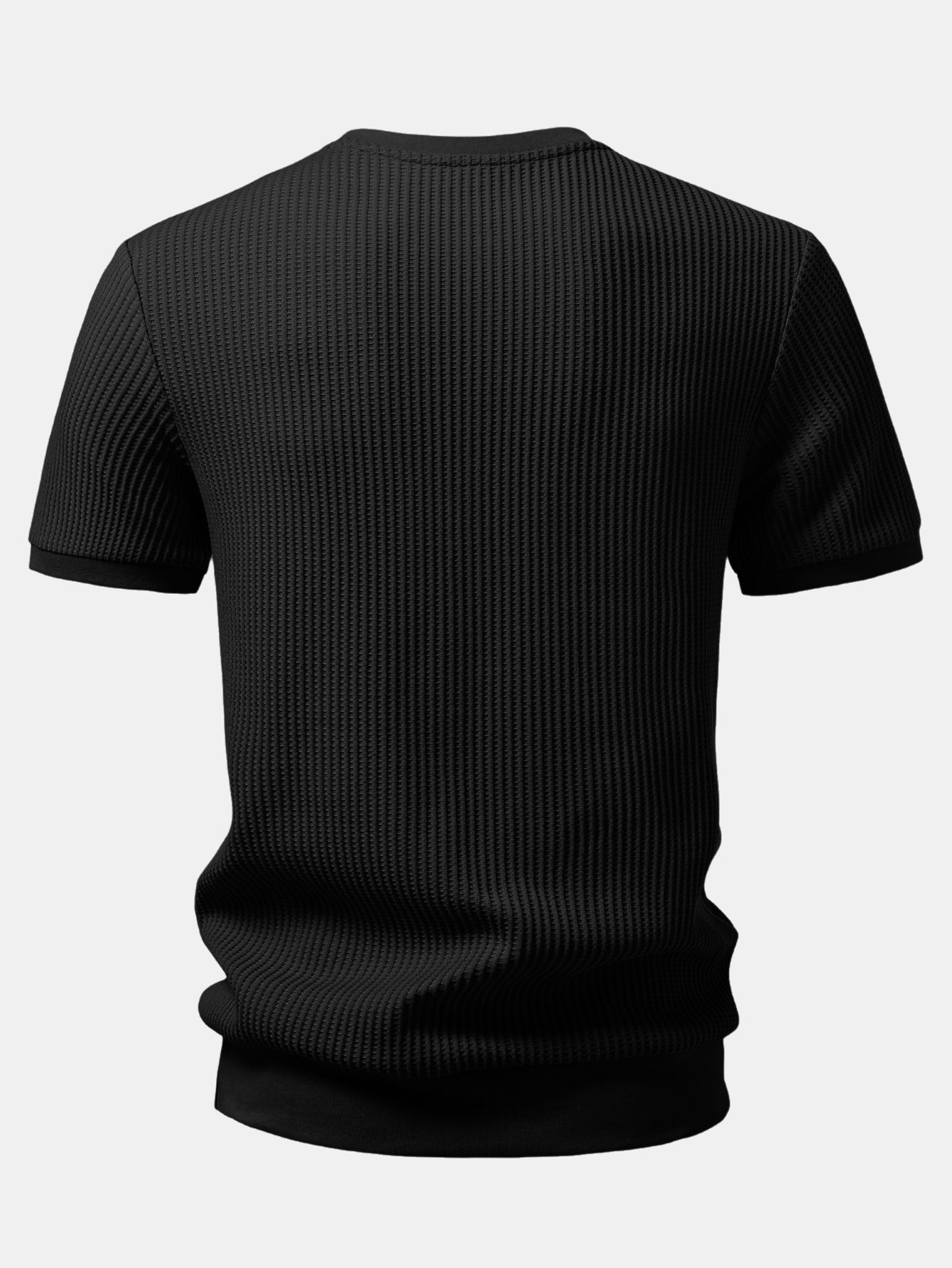 Waffle Ribbed Hem T-Shirt & Drawstring Knitted Waffle Pants