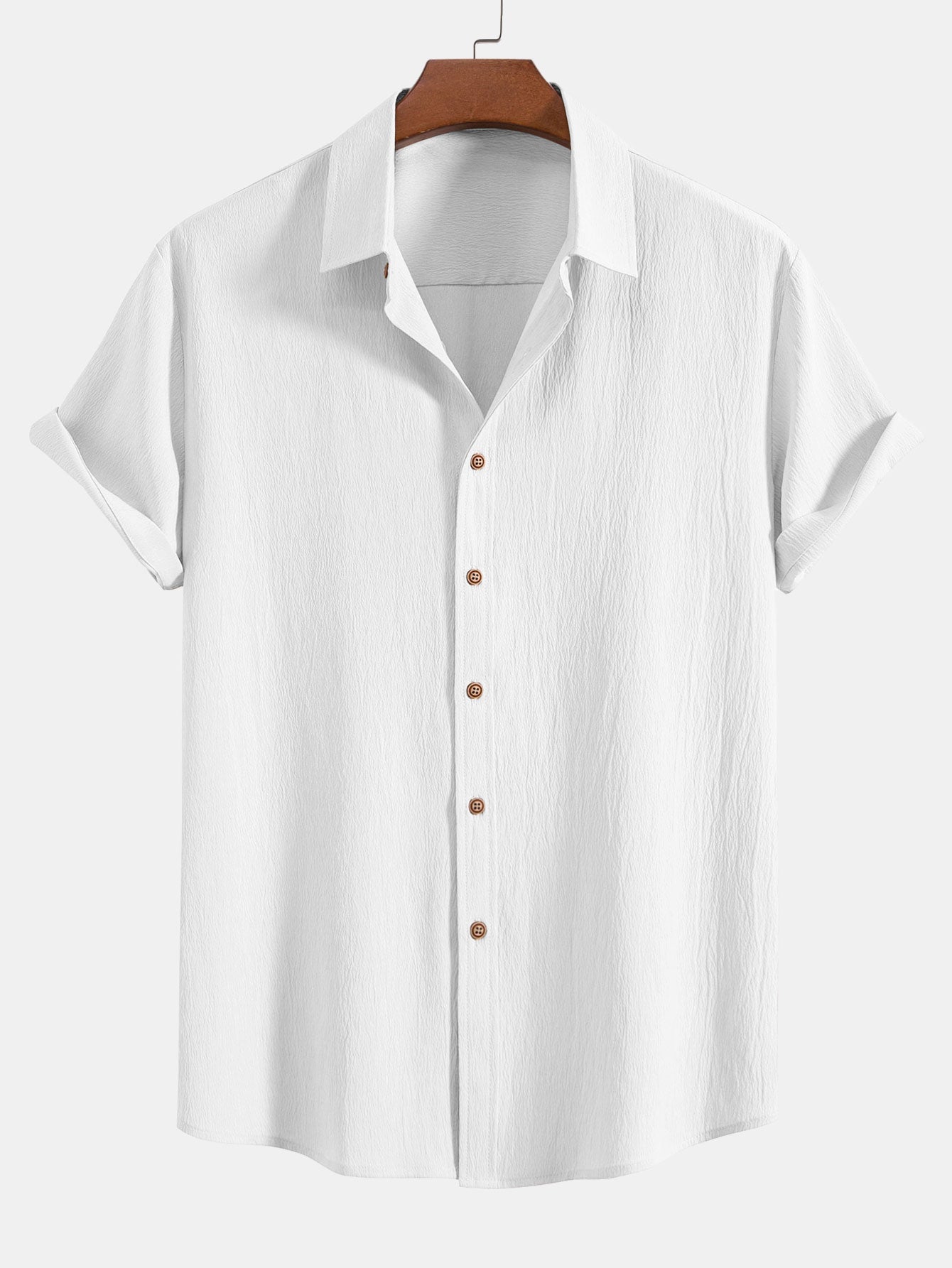 Crinkled Textured Shirt & Crinkle Textured Drawstring 5" Shorts