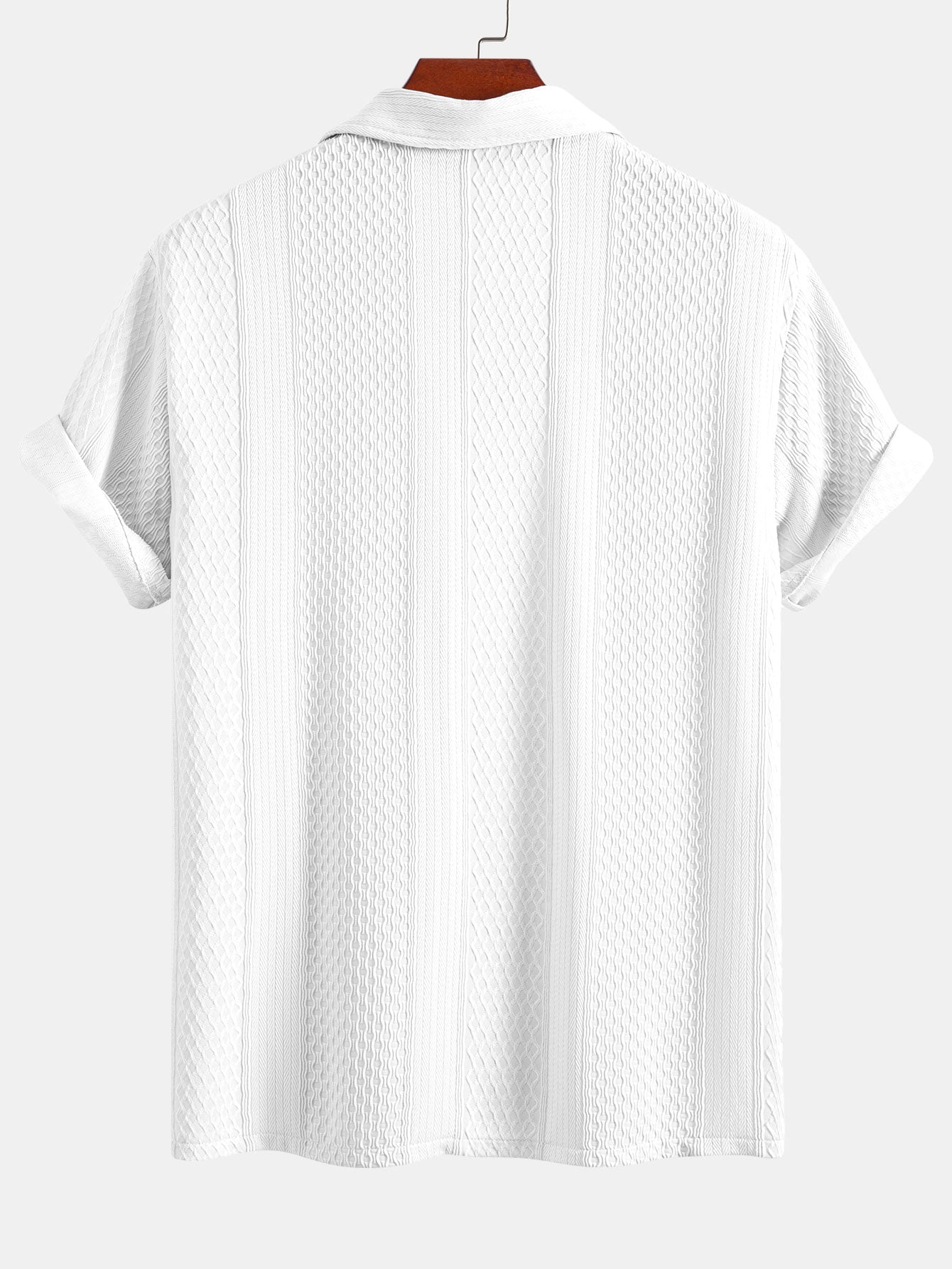 Geometric Jacquard Button Up Shirt & Crinkle Textured Straight Leg Pants