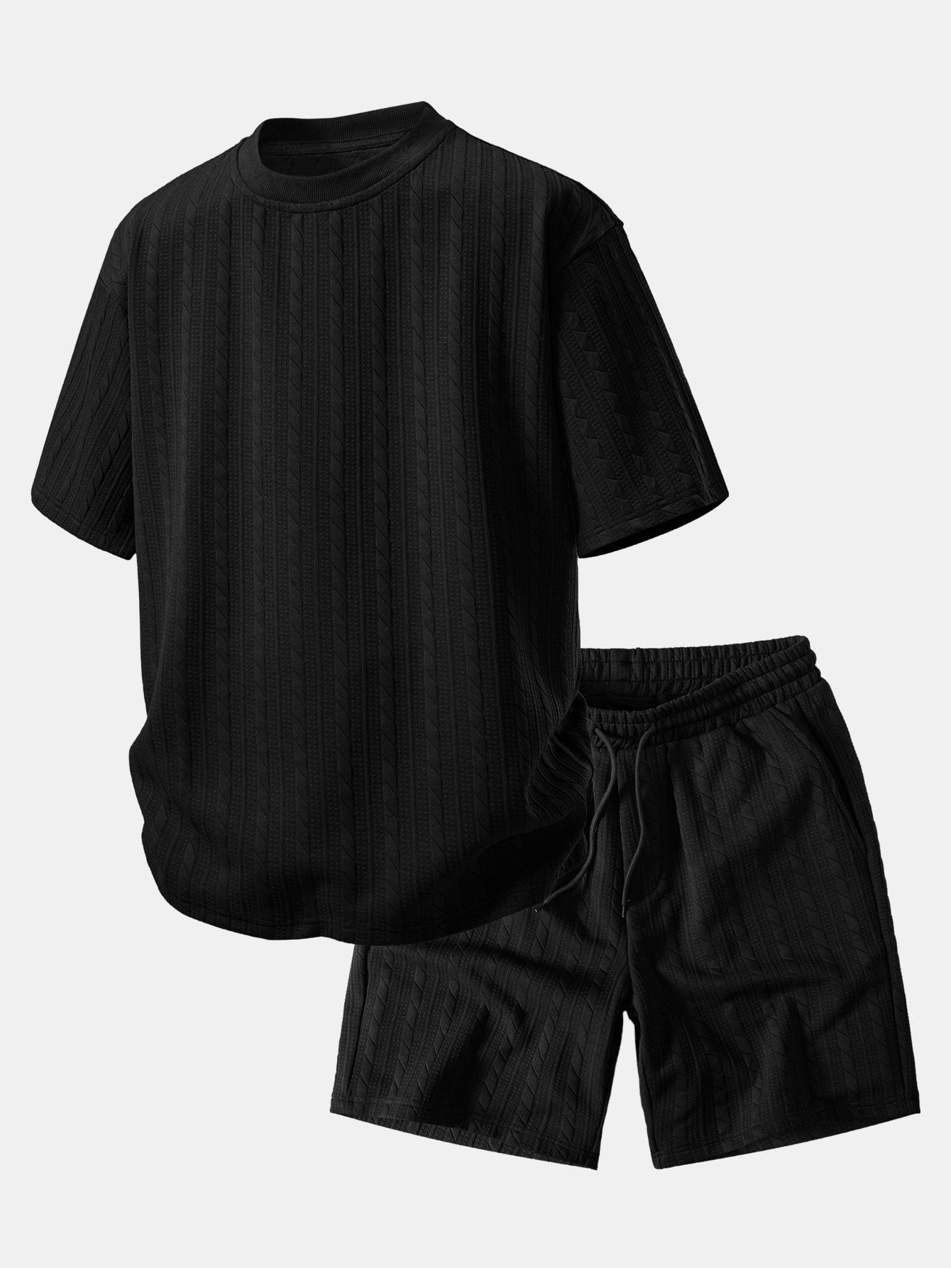 Relax Fit Twisted Jacquard T-Shirt & 7″ Shorts Set