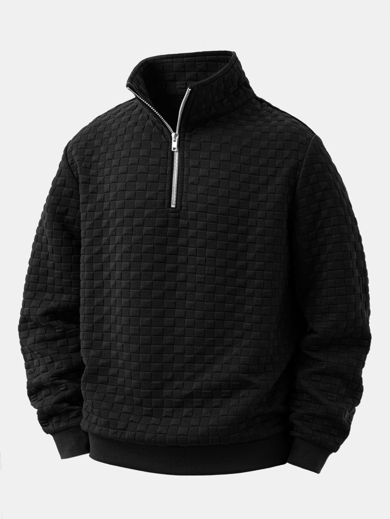 Checkerboard Jacquard Quarter Zip Sweatshirt & Jogger Pants
