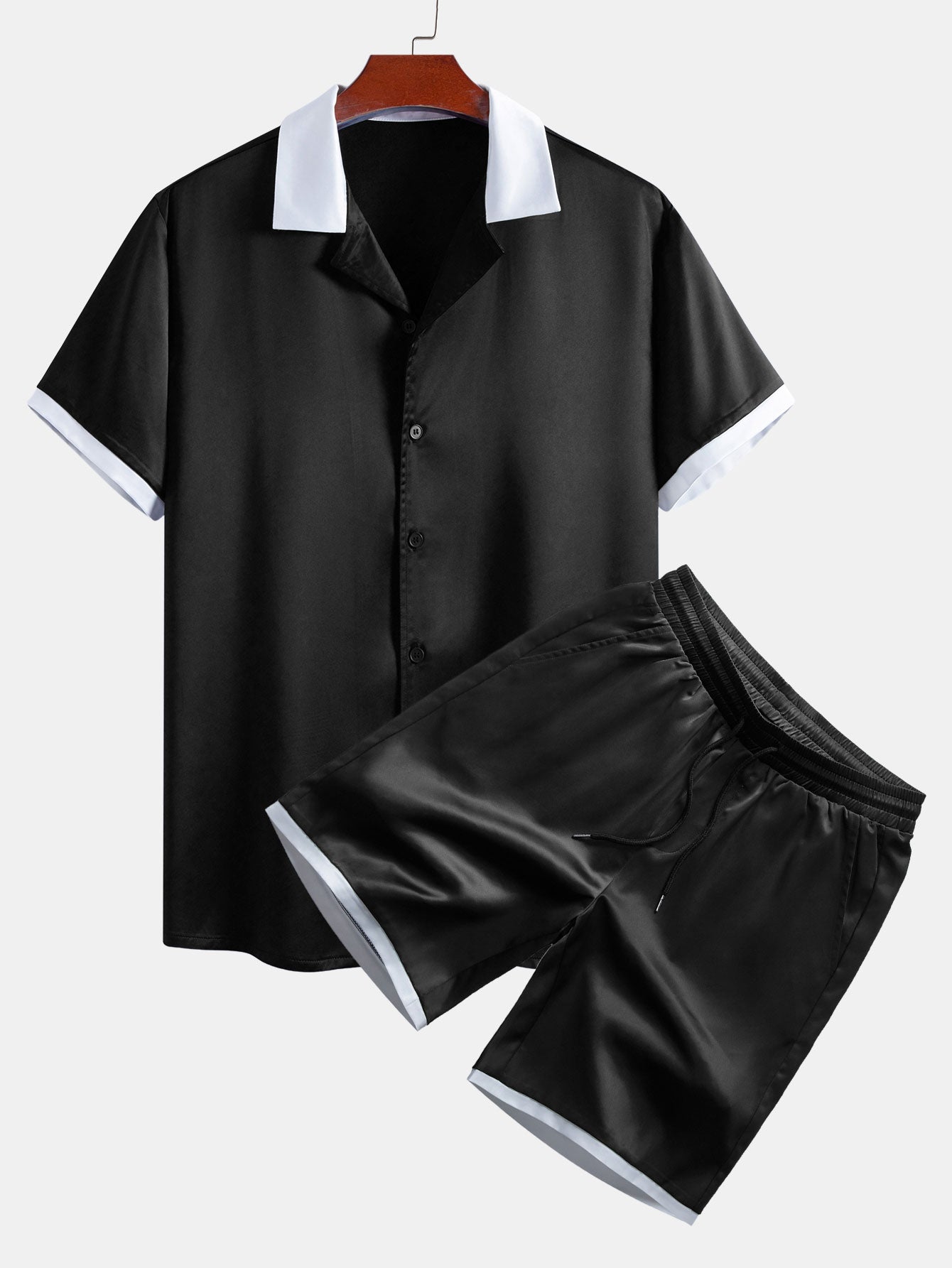 Contrast Satin Shirt & Contrast Satin 7“ Shorts