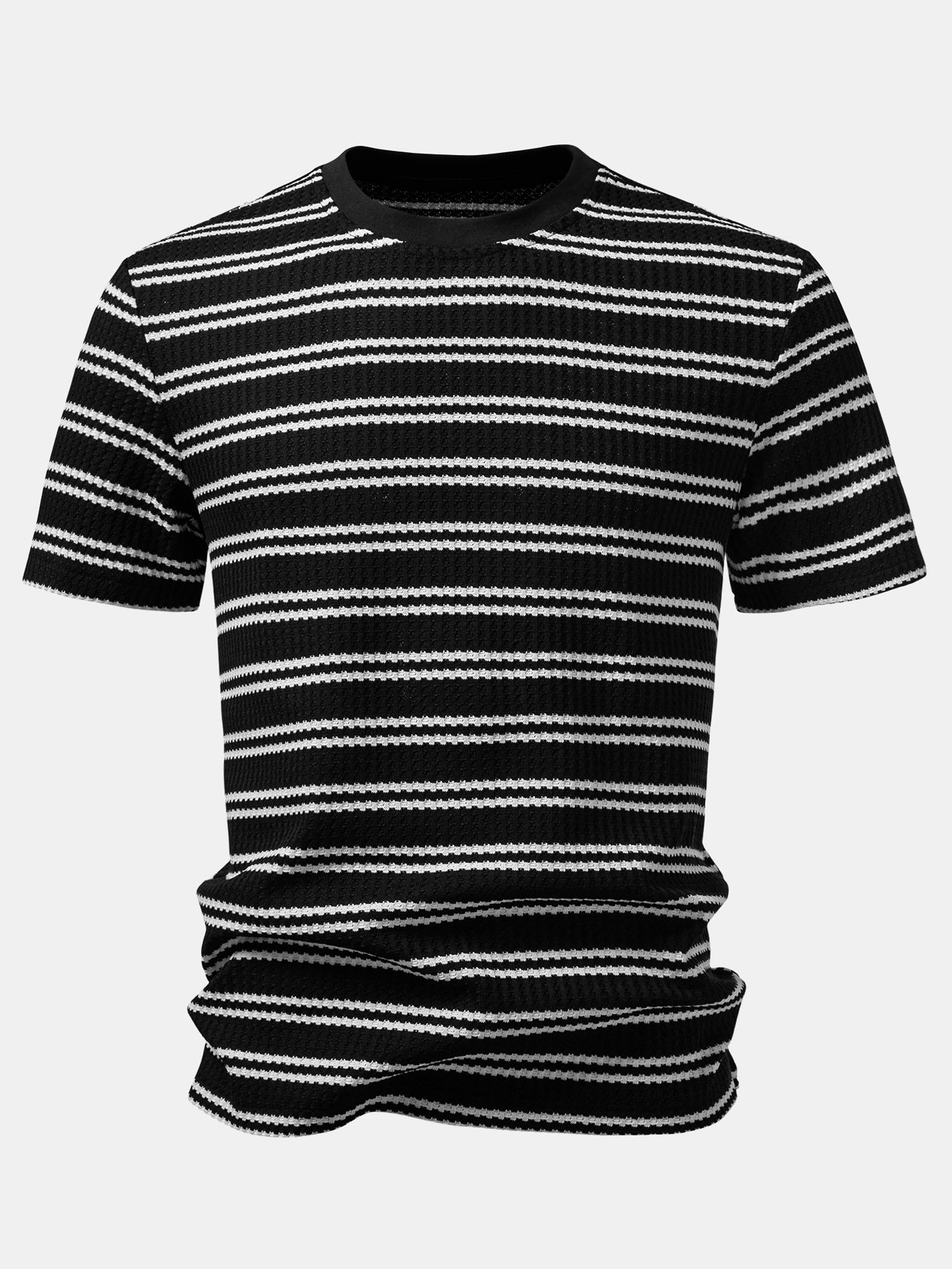 Stripe Waffle T-Shirt & Elastic Waist Chino Shorts