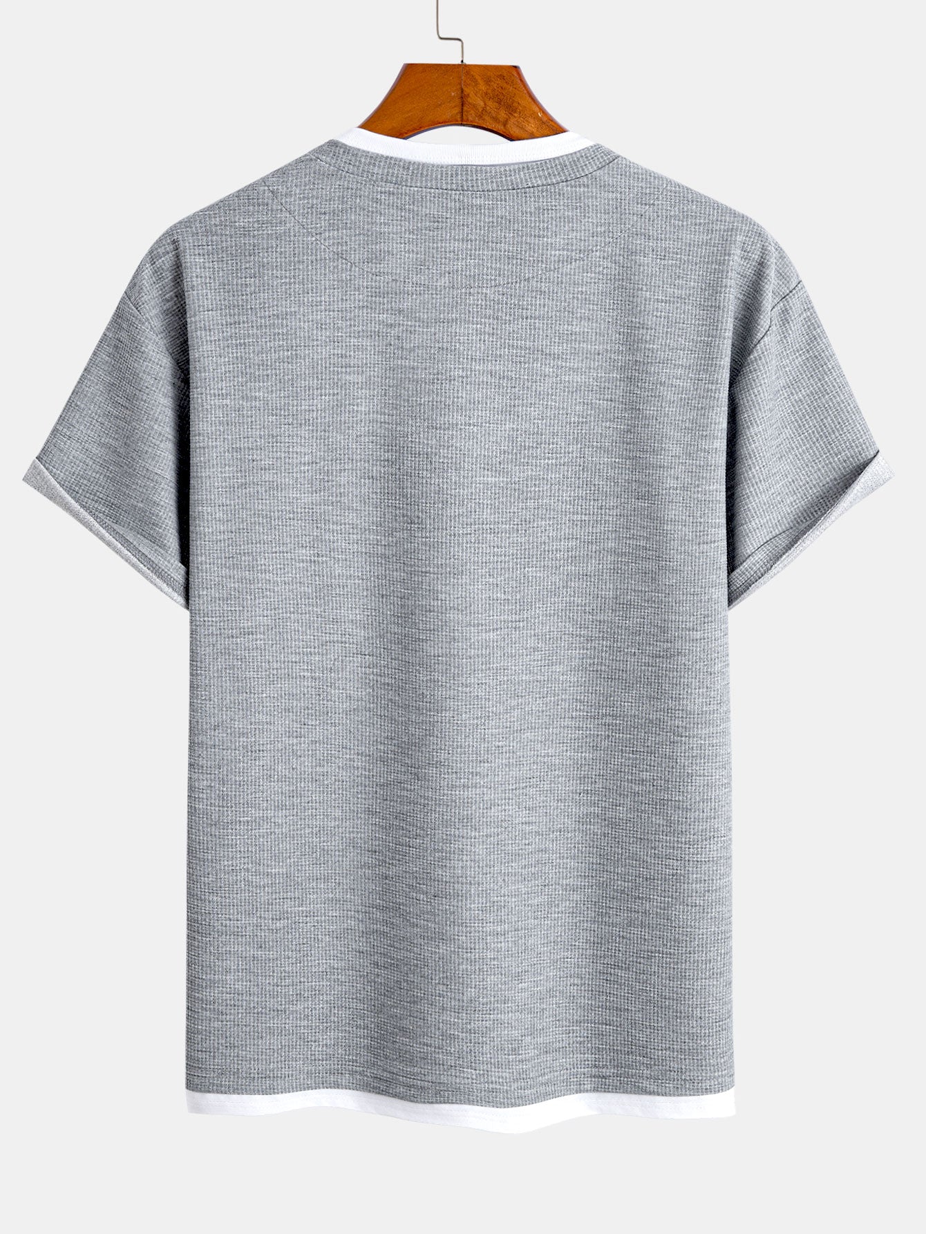Relax Fit 2 In 1 Notched Collar Waffle T-Shirt & Waffle Pleated Pintuck Straight Leg Pants