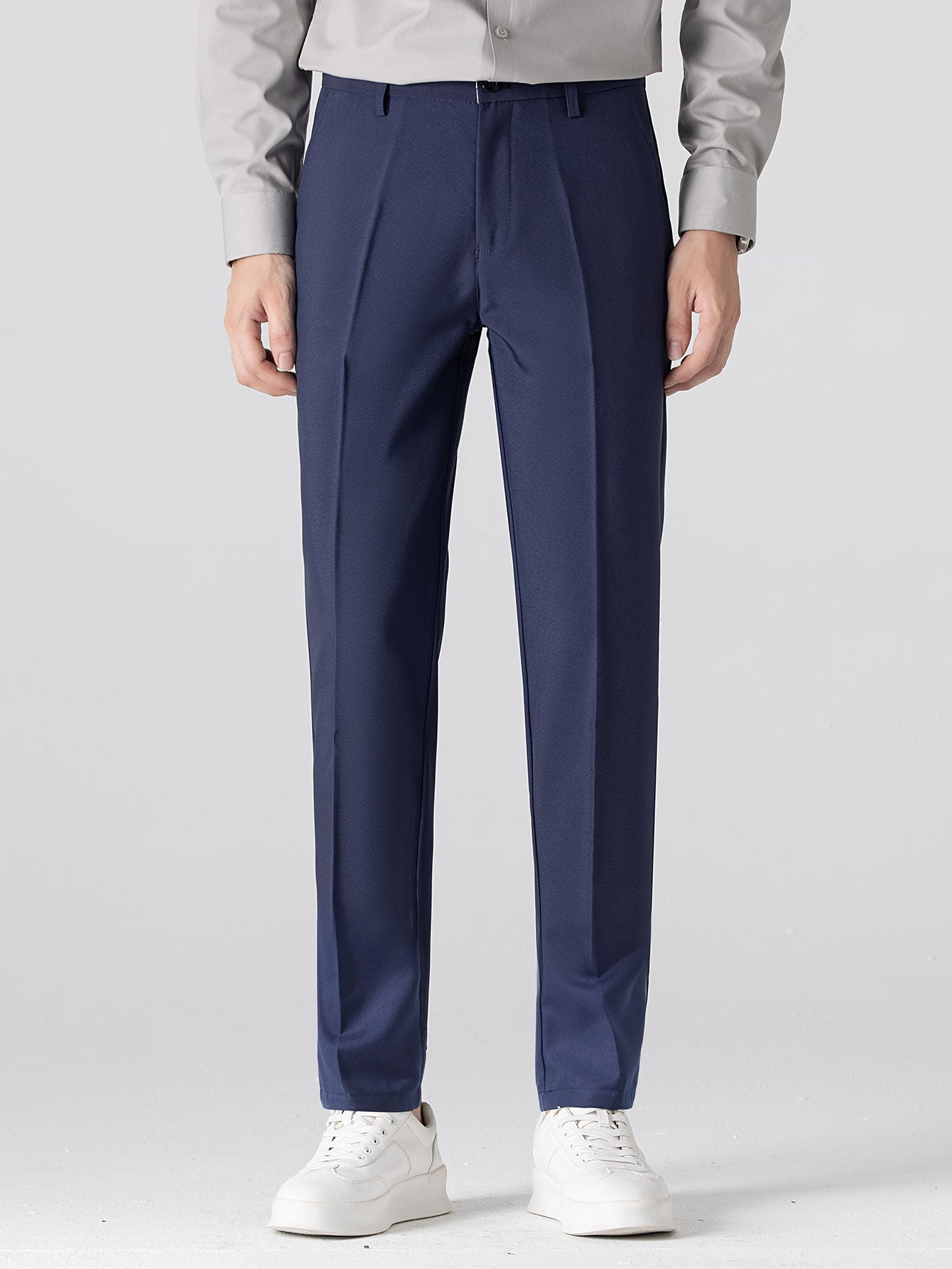 Stripe Waffle Johnny Collar Polo & Slim Fit Tapered Trousers