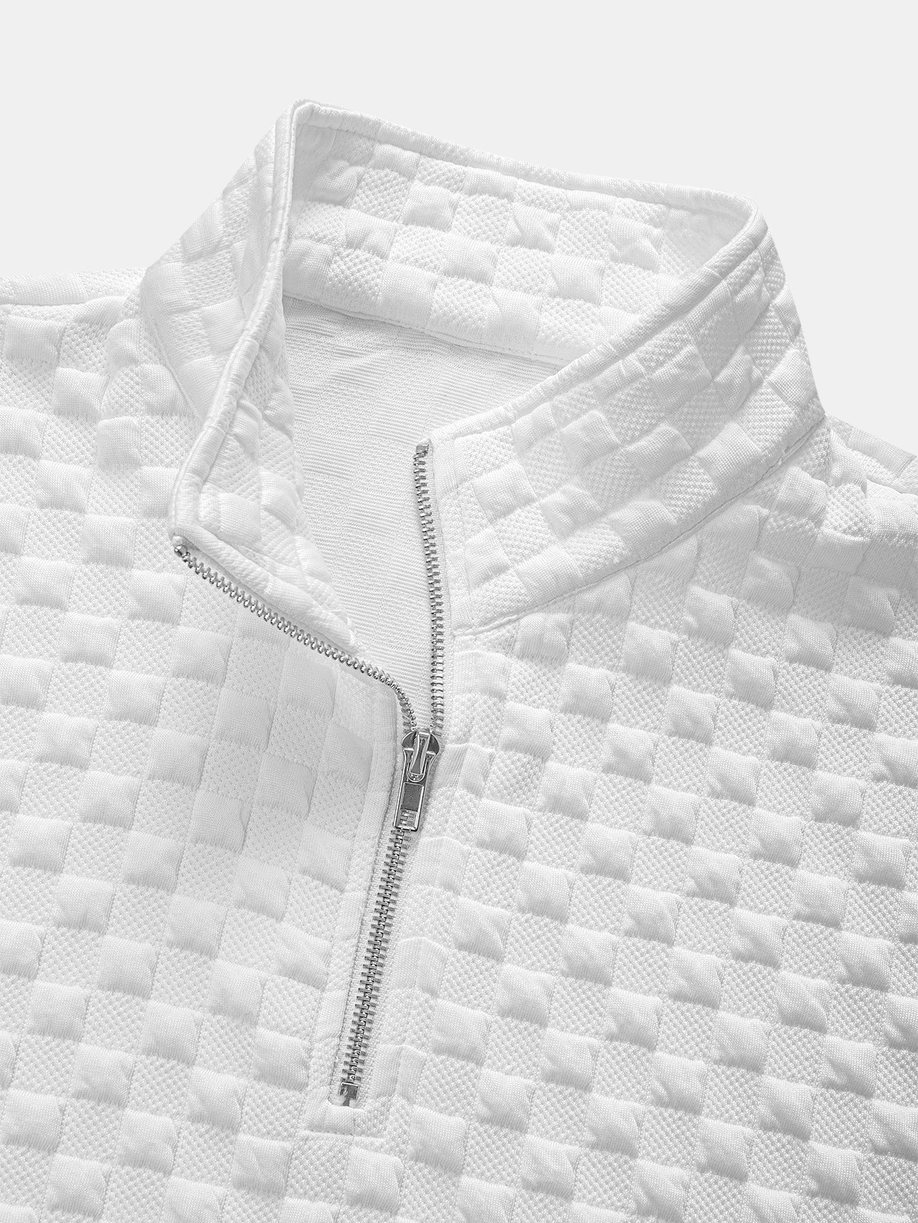 Checkerboard Jacquard Quarter Zip Sweatshirt & Jogger Pants