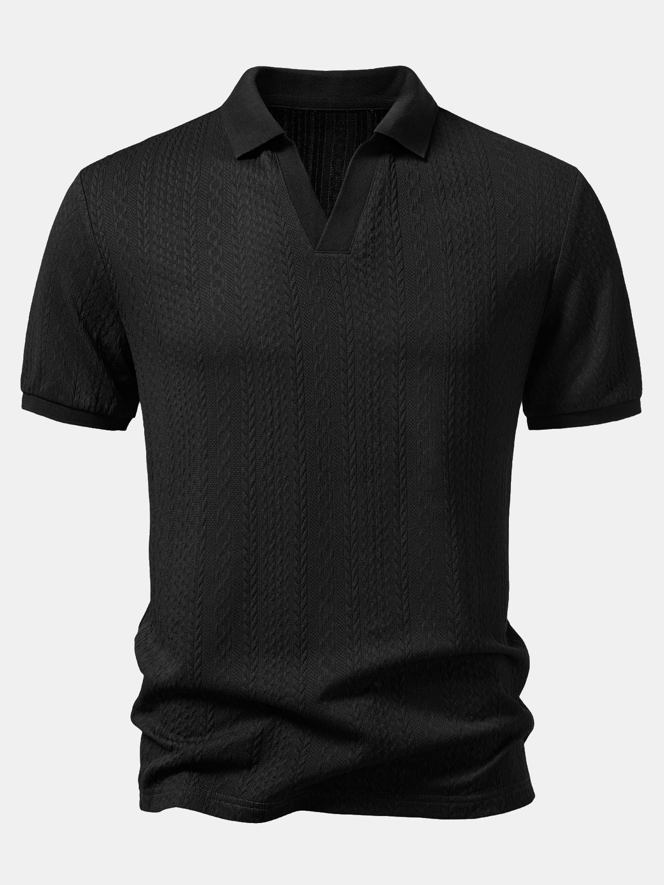 Twist Jacquard V Neck Polo & Slim Fit Tapered Trousers