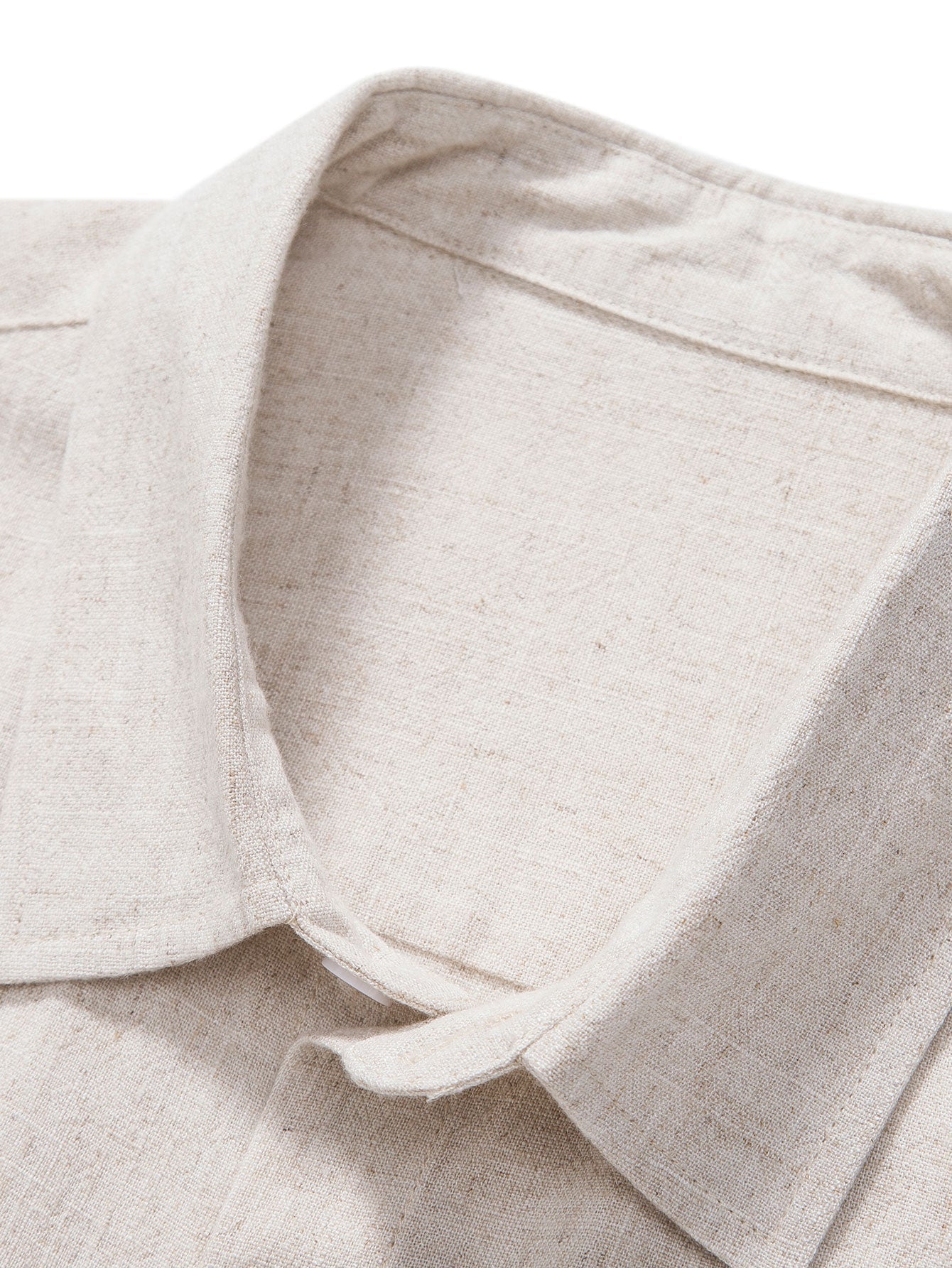 Linen Rayon Blend Button Up Shirt & Crinkle Textured Drawstring 5" Shorts
