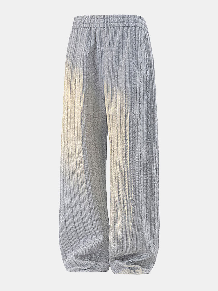Relax Fit Twist Jacquard Crew Neck Sweatshirt & Twisted Jacquard Straight Leg Pants
