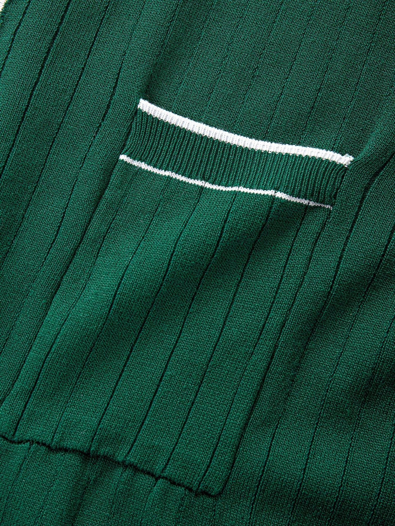 Contrast Trim Ribbed Knit Shirt & Slim Fit Tapered Trousers