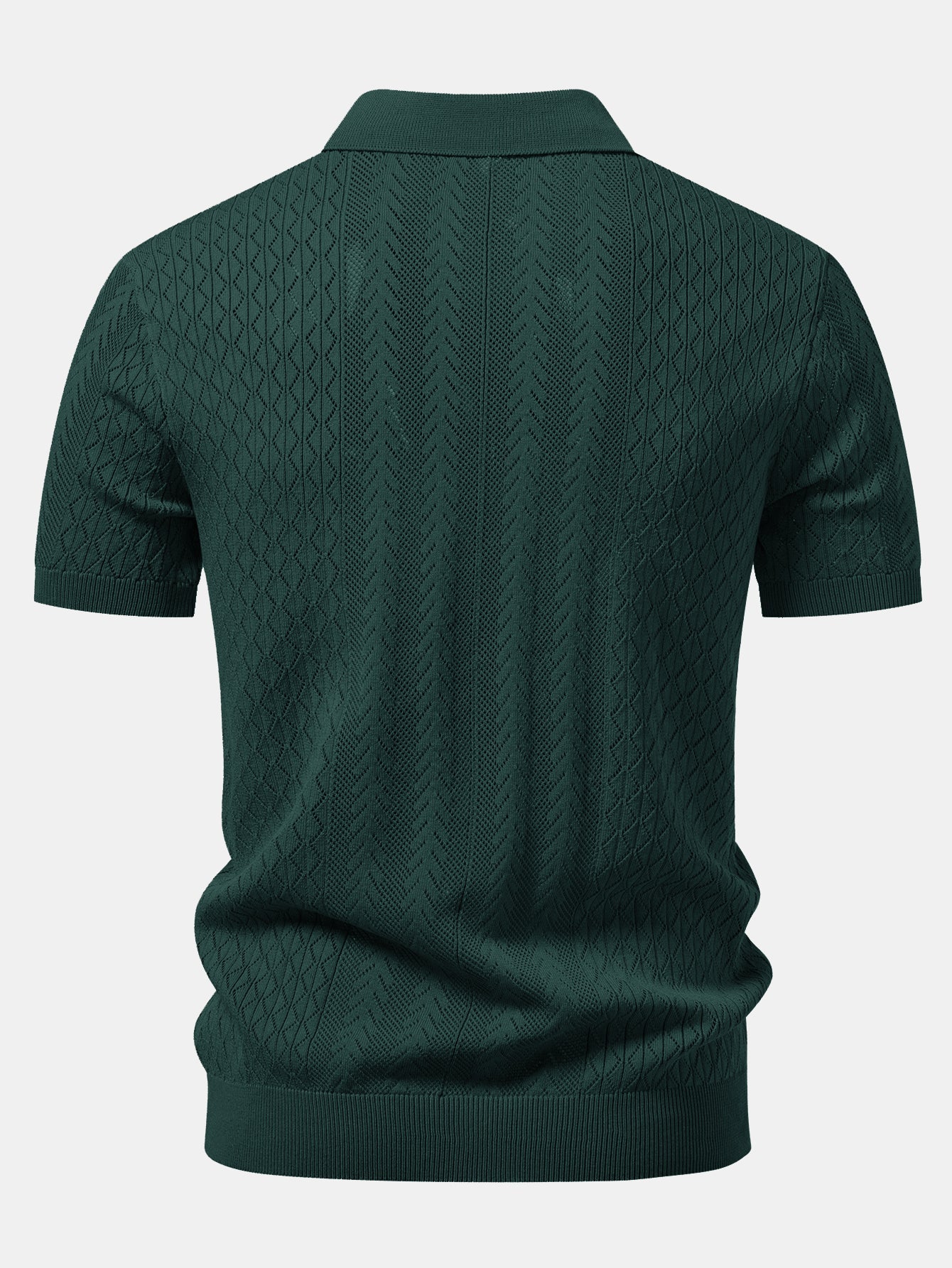 Geometric Jacquard Open Knit Polo & Straight Leg Linen Pants