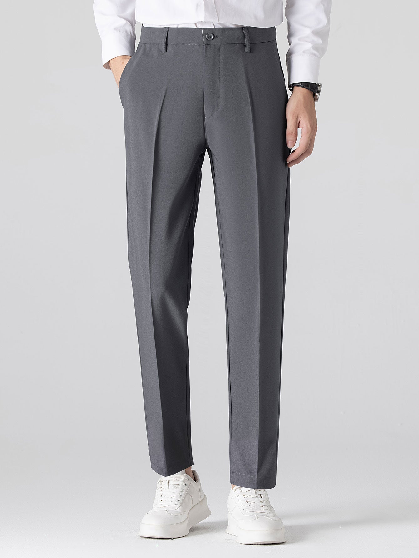 Contrast Trim Knit Polo Shirt & Slim Fit Tapered Trousers