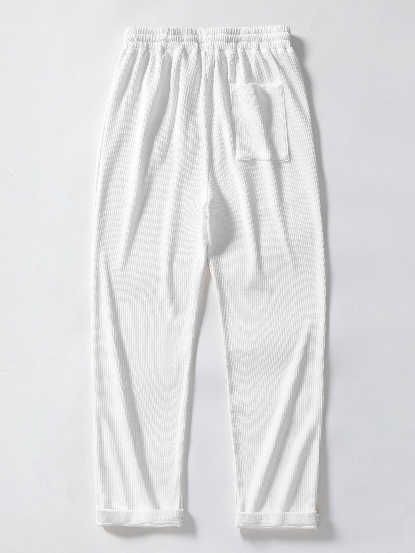 Contrast Trim Ribbed Johnny Collar Knit Polo & Straight Leg Ribbed Pants