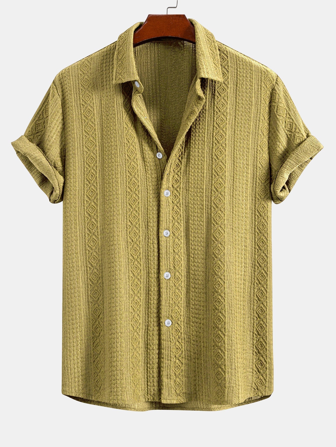 Geometry Jacquard Button Up Shirt & Drawstring 8" Shorts Set