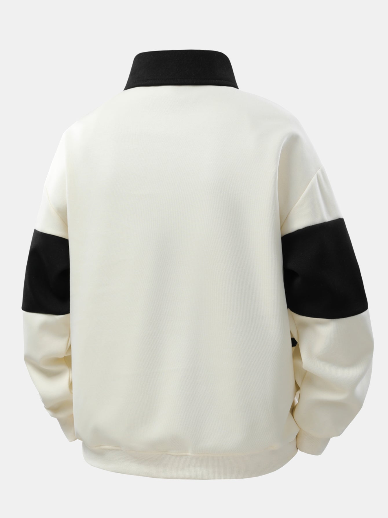 Relax Fit Color Block Patchwork Polo Sweatshirt & Straight Leg Pleated Pintuck Sweatpants