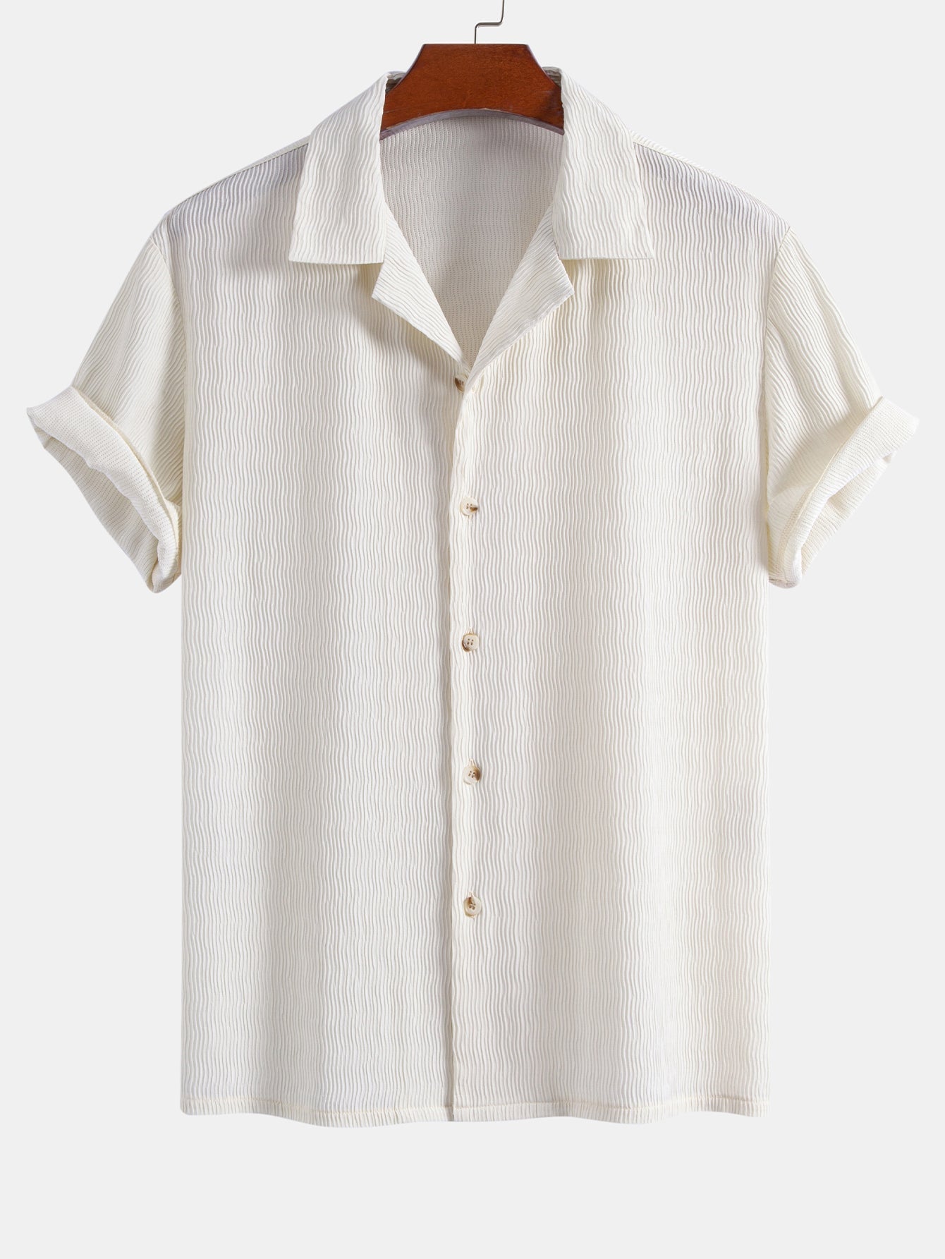 Textured Seersucker Short Sleeve Shirt & Drawstring 6“ Shorts Set