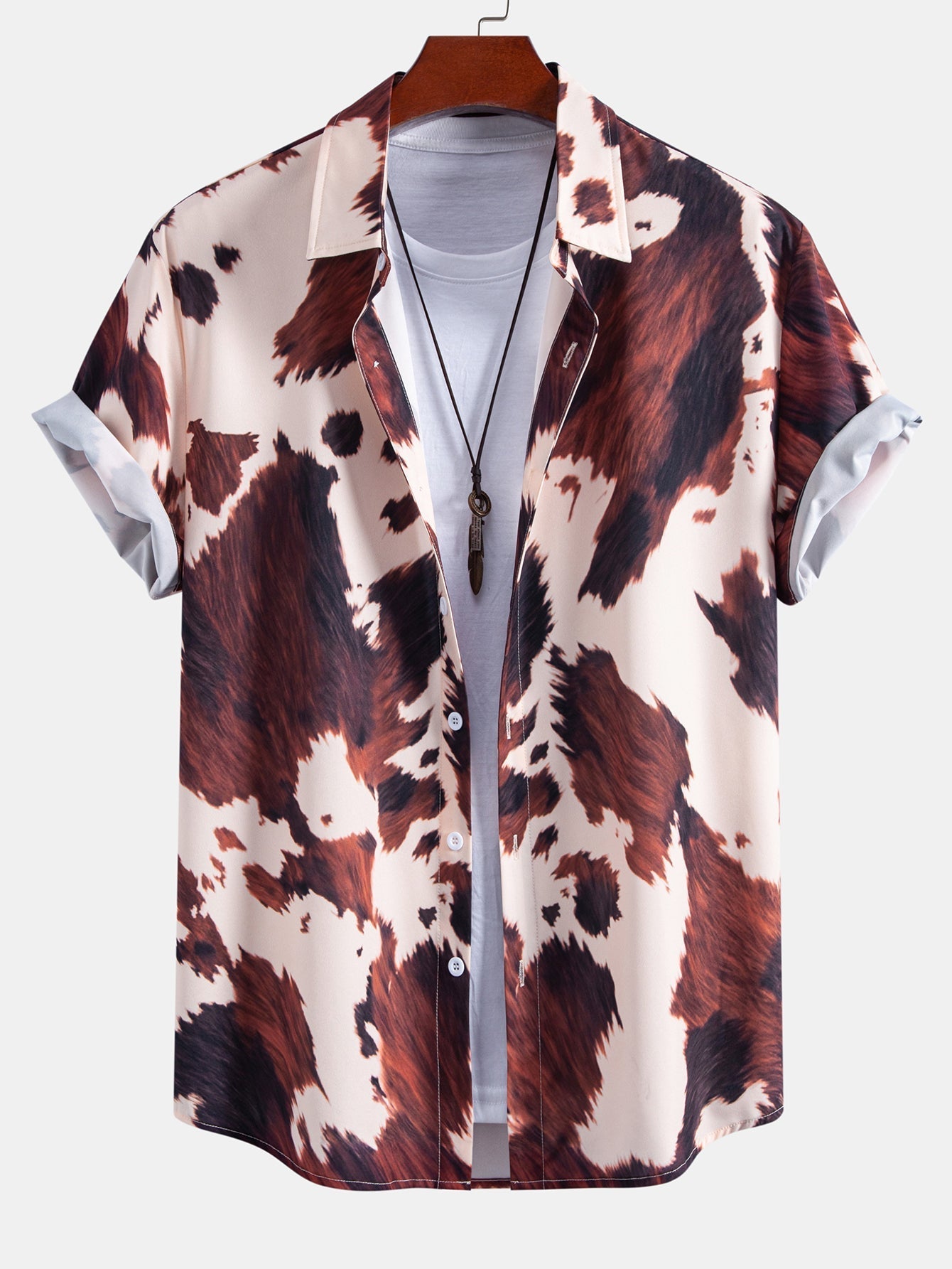 Cow Print Button Up Shirt & Swim Shorts
