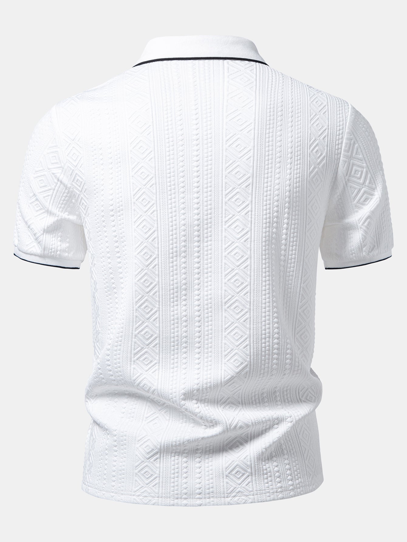 Geometric Jacquard V Neck Polo & Slim Fit Tapered Trousers