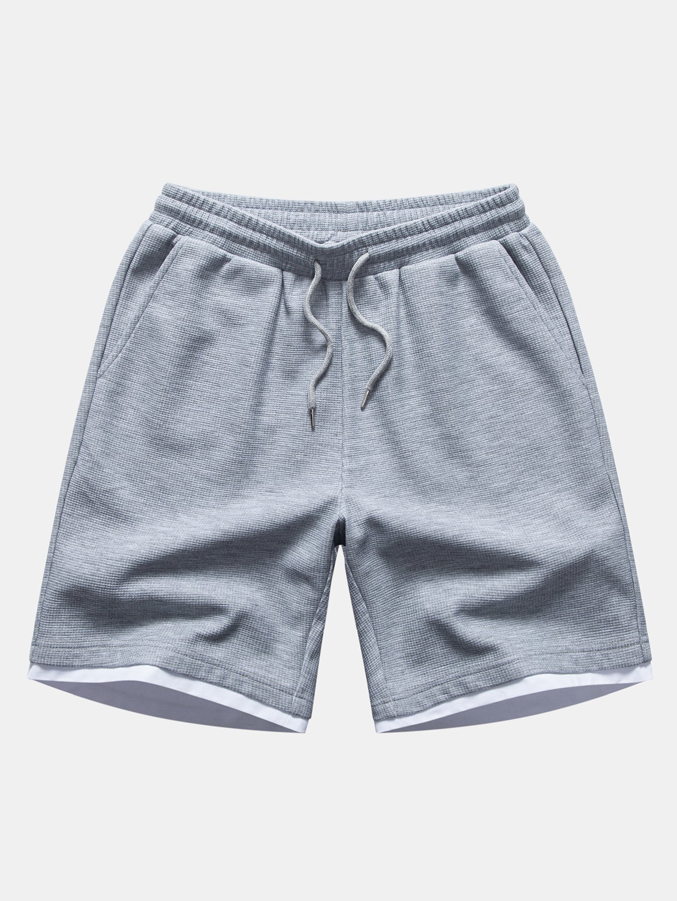Relax Fit 2 In 1 Notched Collar Waffle T-Shirt & Waffle 7″ Shorts