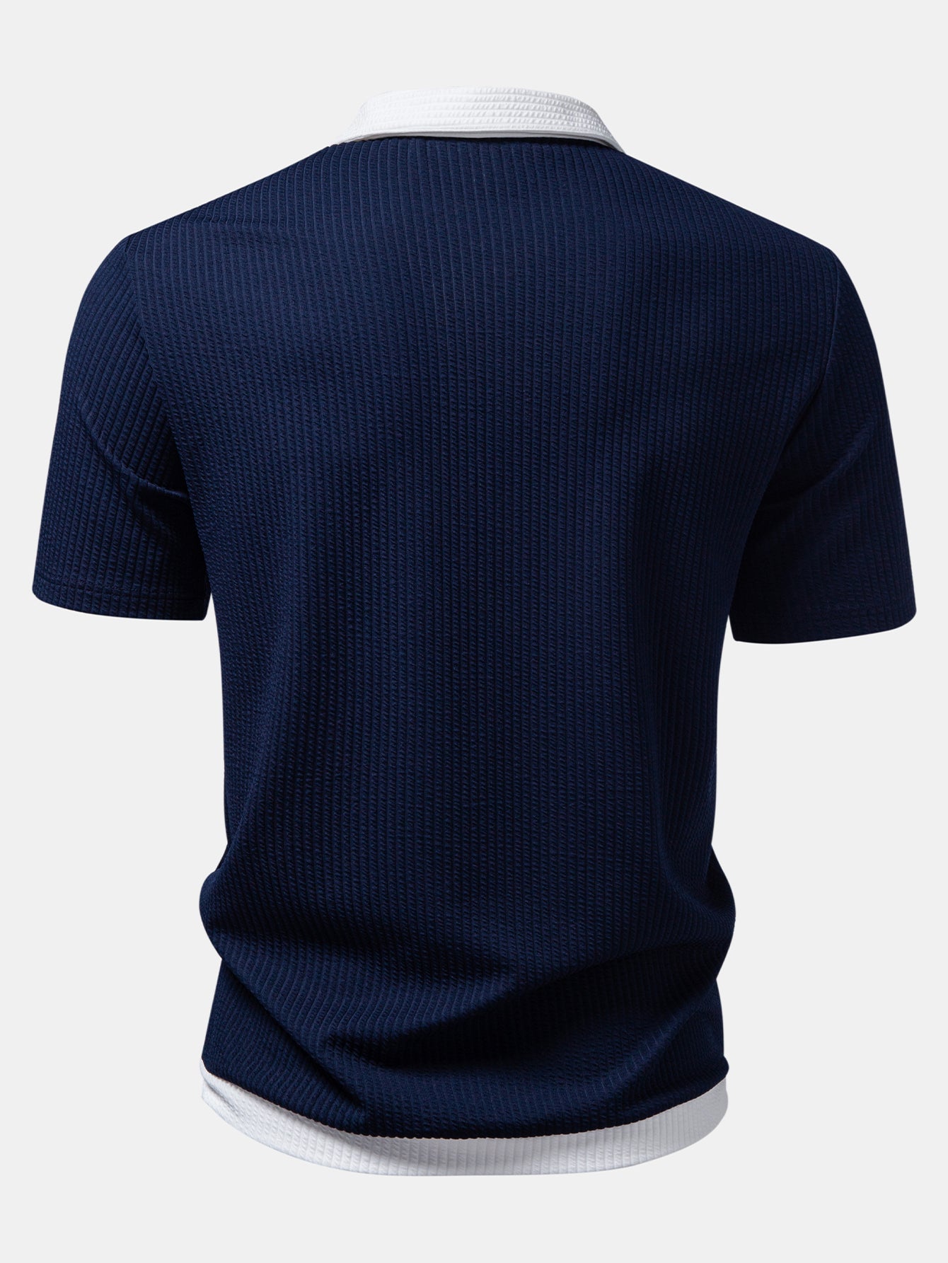 Contrast Ribbed Button Up Shirt & Straight Leg Ribbed Pants