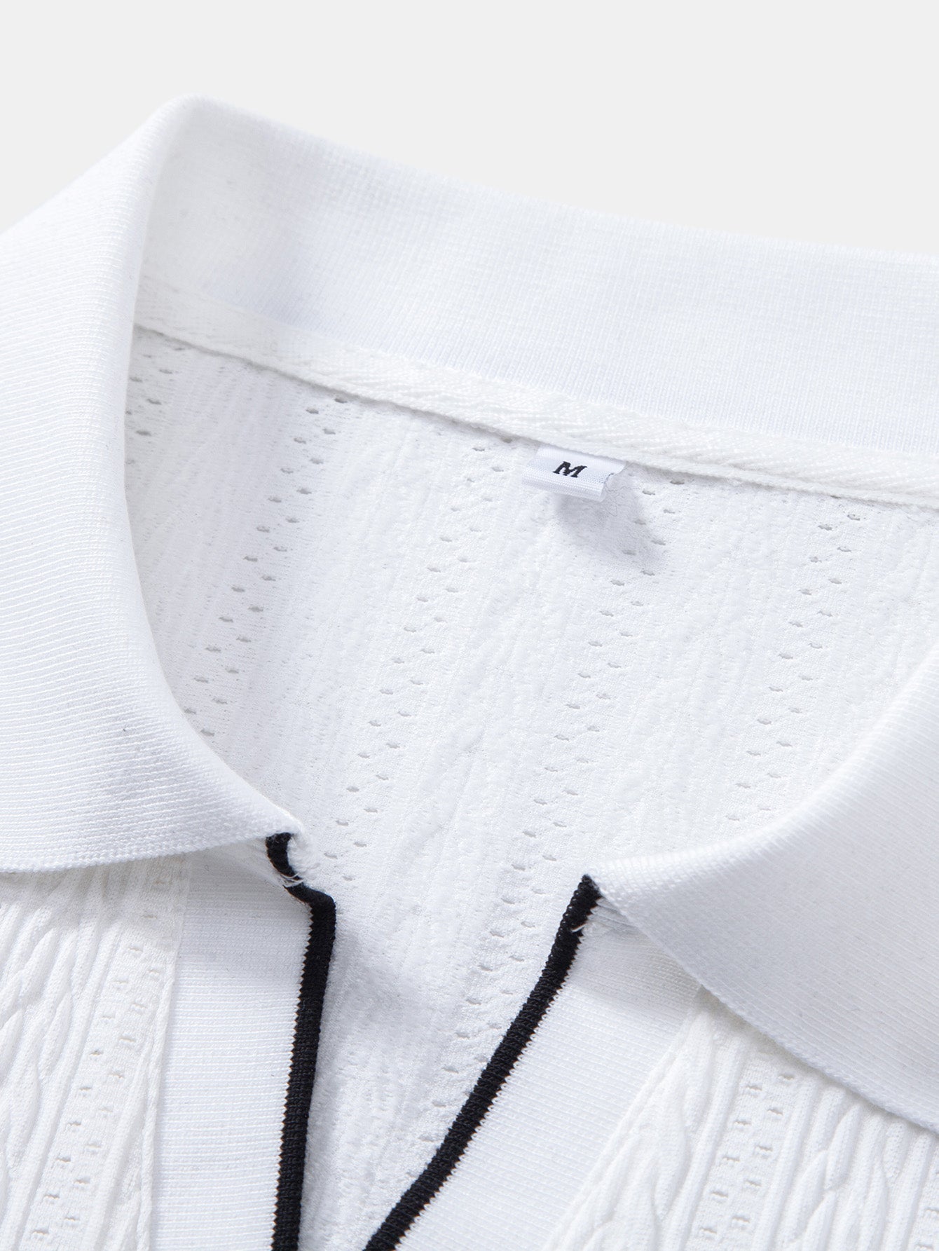 Geometric Jacquard Johnny Collar Polo & Slim Fit Tapered Trousers