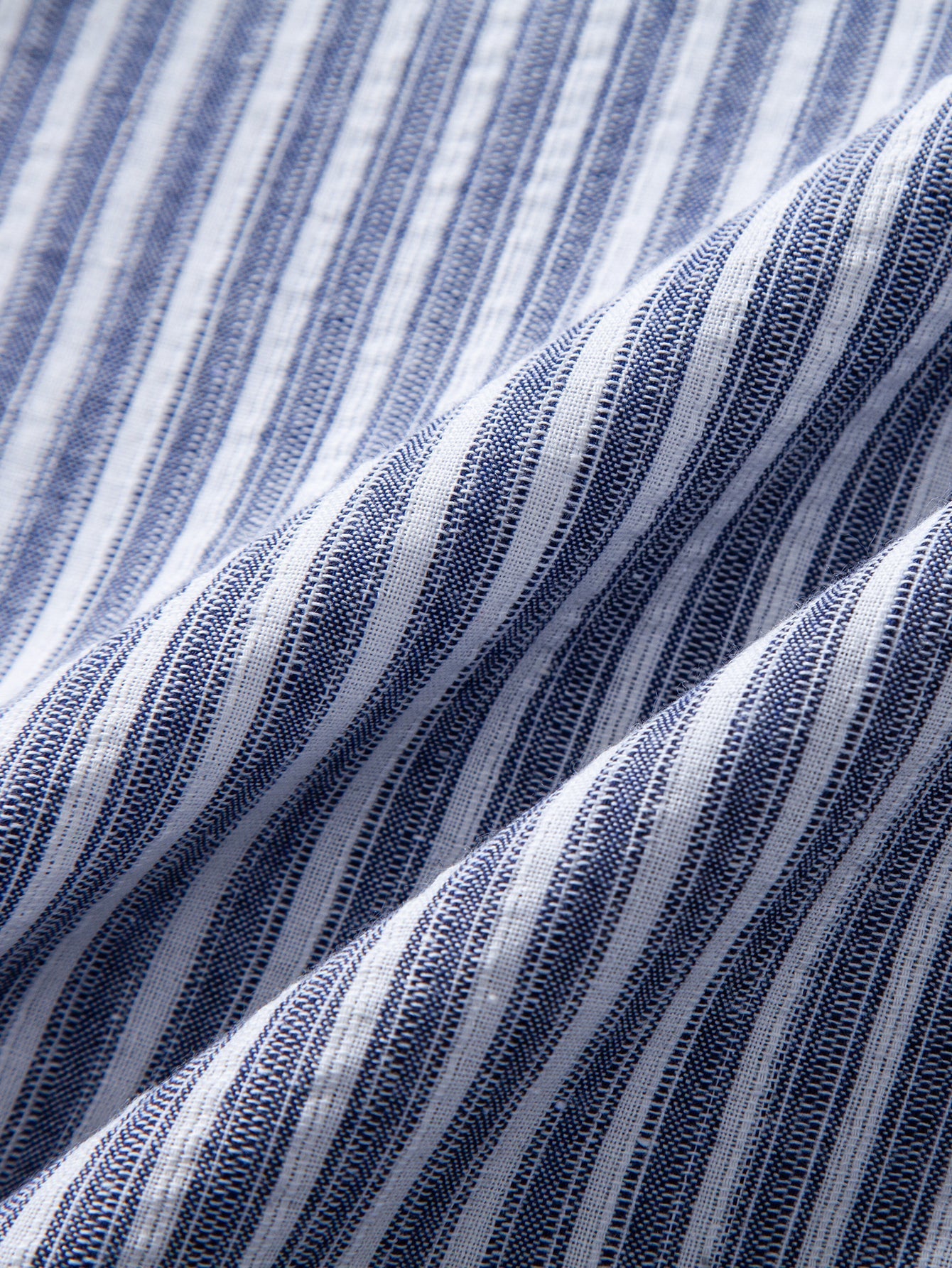 Linen Rayon Blend Button Up Shirt & Linen Look Stripe Straight Leg Pants