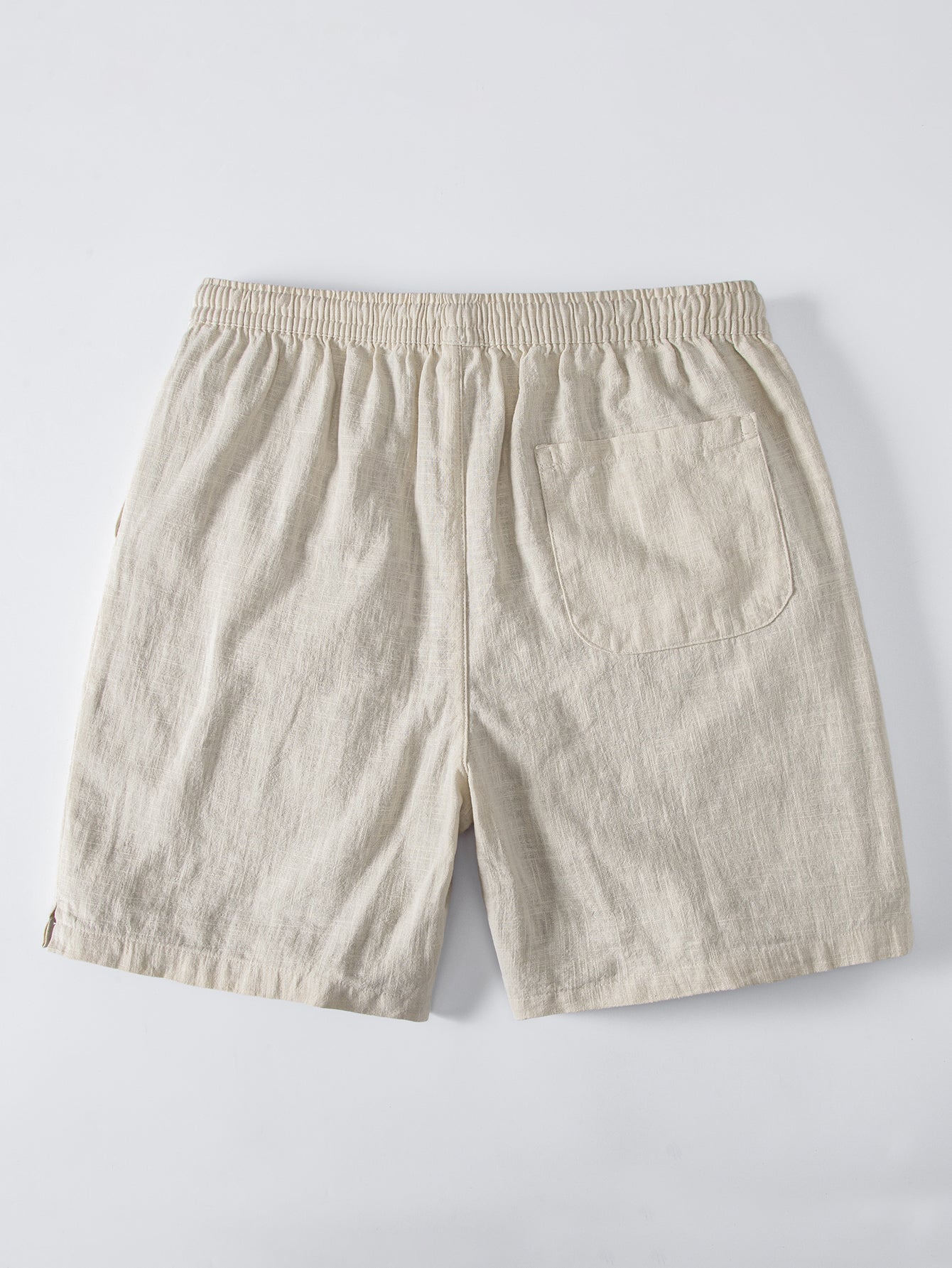 Geometry Rhombus Jacquard Button Up Shirt & Linen Blend Drawstring 7" Shorts