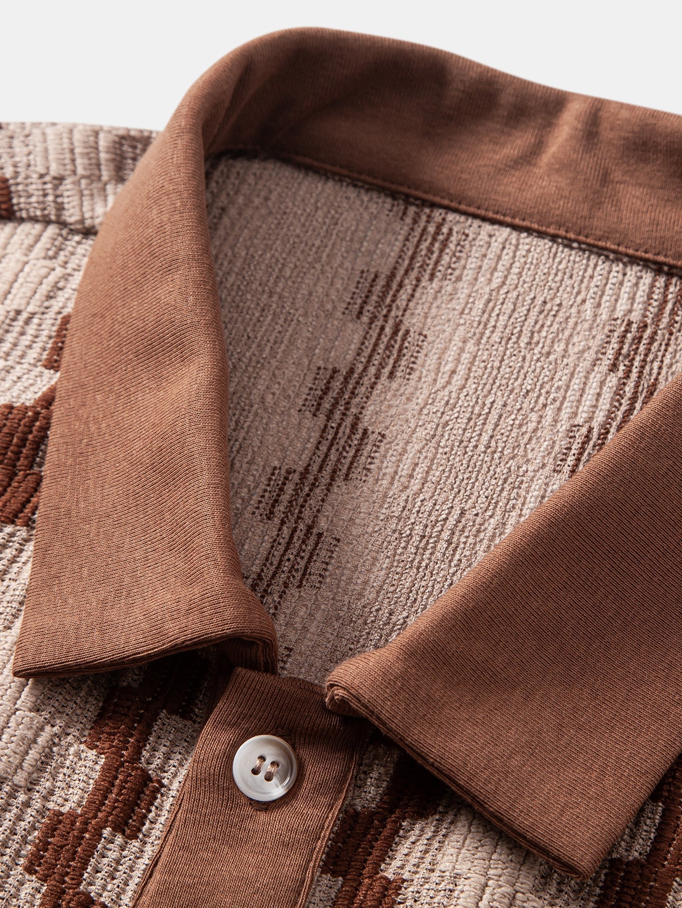 Plaid Jacquard Button Up Shirt & Straight Leg Linen Pants
