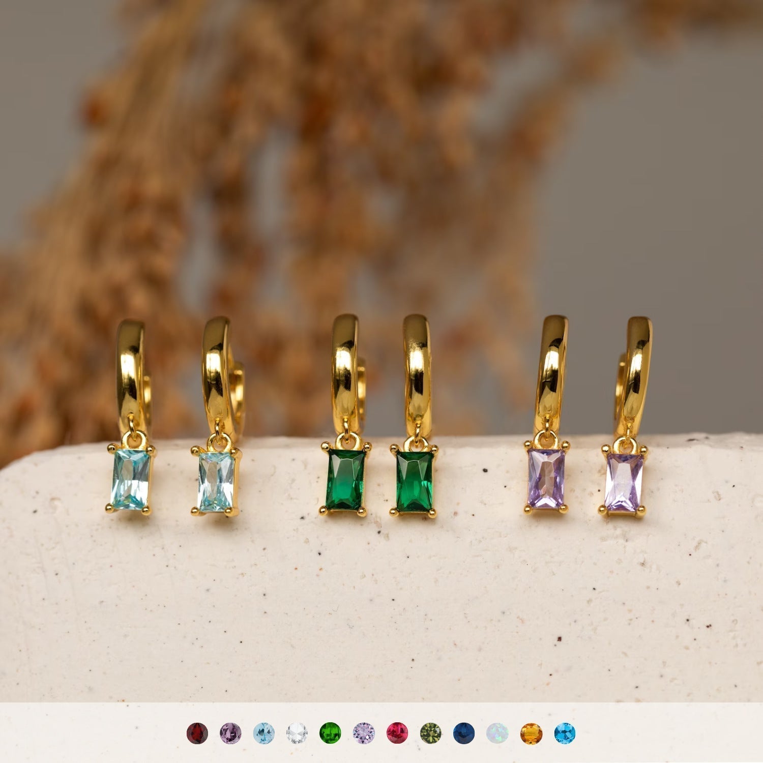 Birthstone Huggie Hoops