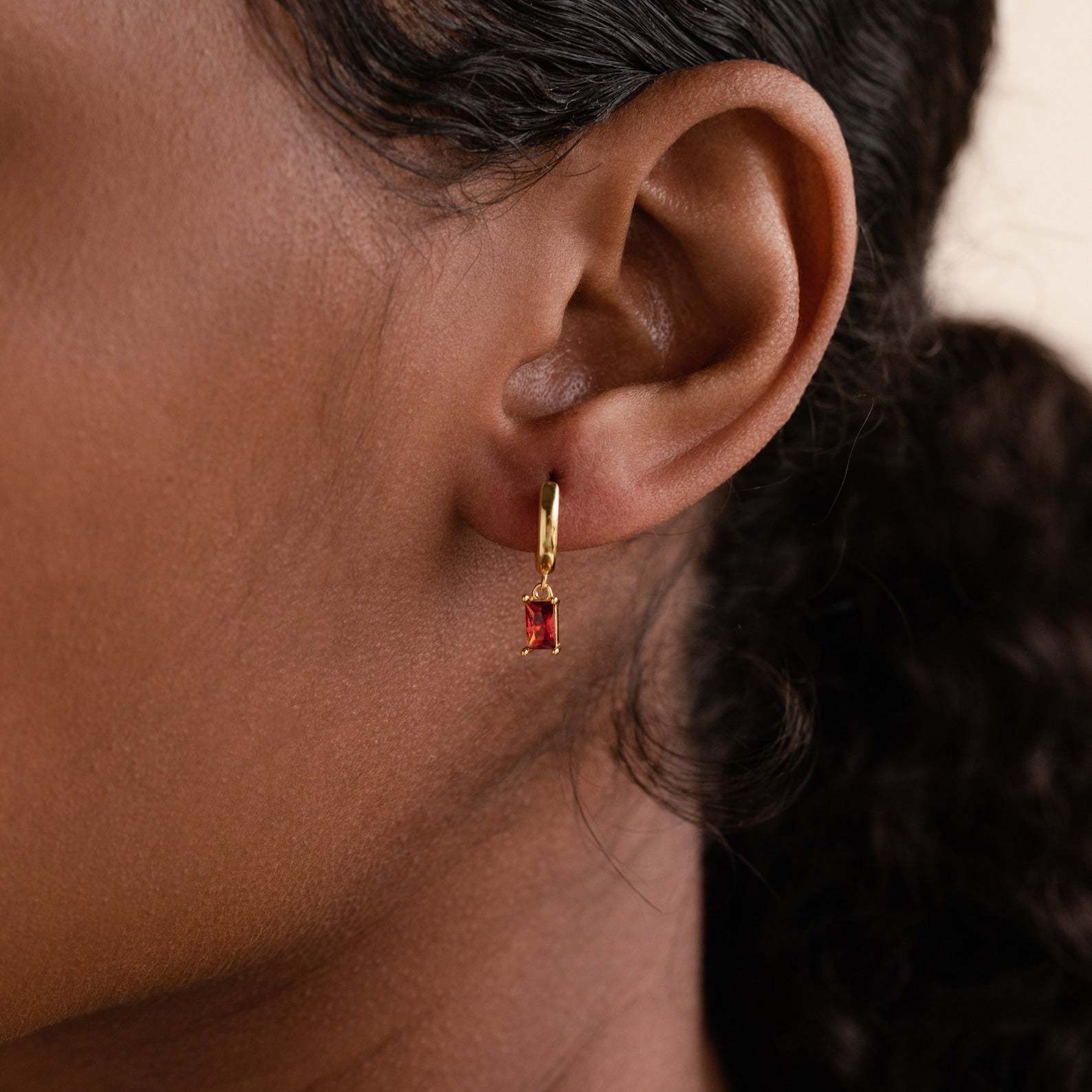Birthstone Huggie Hoops