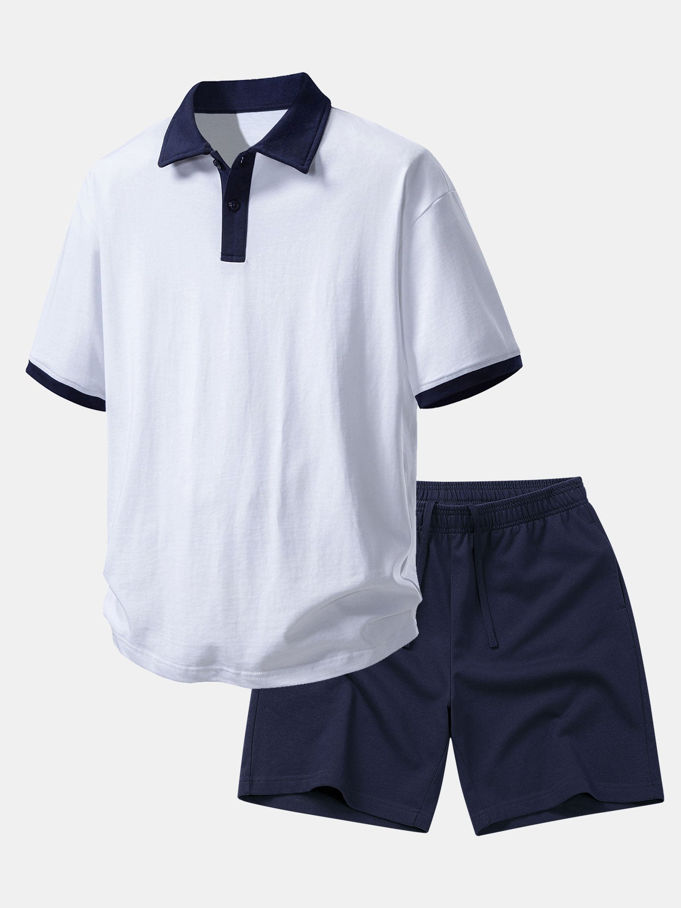 Relax Fit Contrast Cotton Polo & Cotton Drawstring 7" Shorts