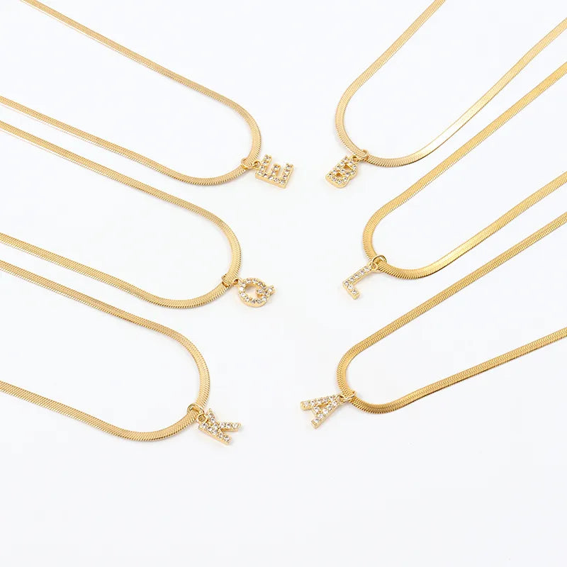 Initial Herringbone Necklace (Bundle)