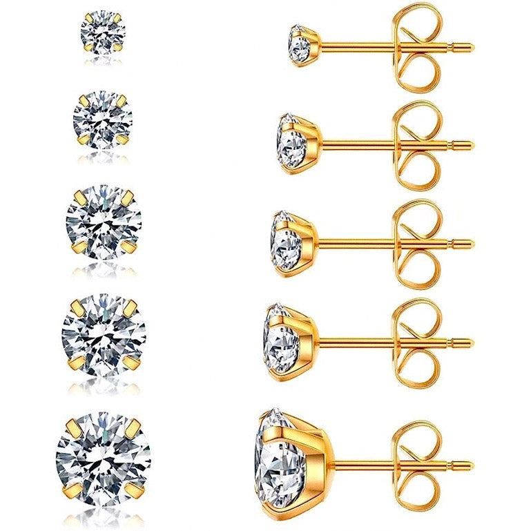 Solitaire x5 Stud Earrings (Bundle)