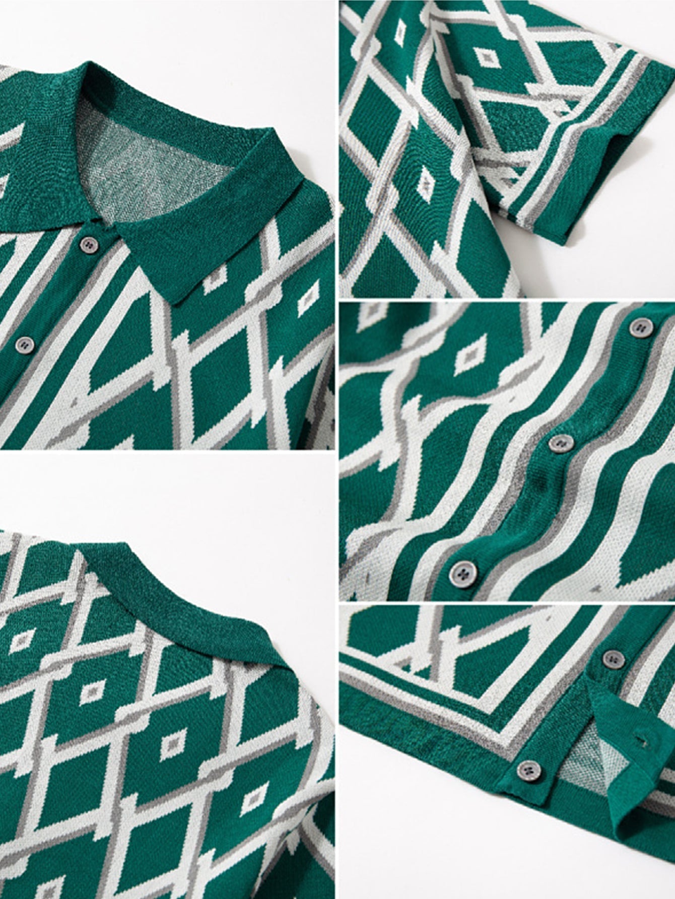 Retro Rhombus Geometric Knit Shirt & Slim Fit Tapered Trousers