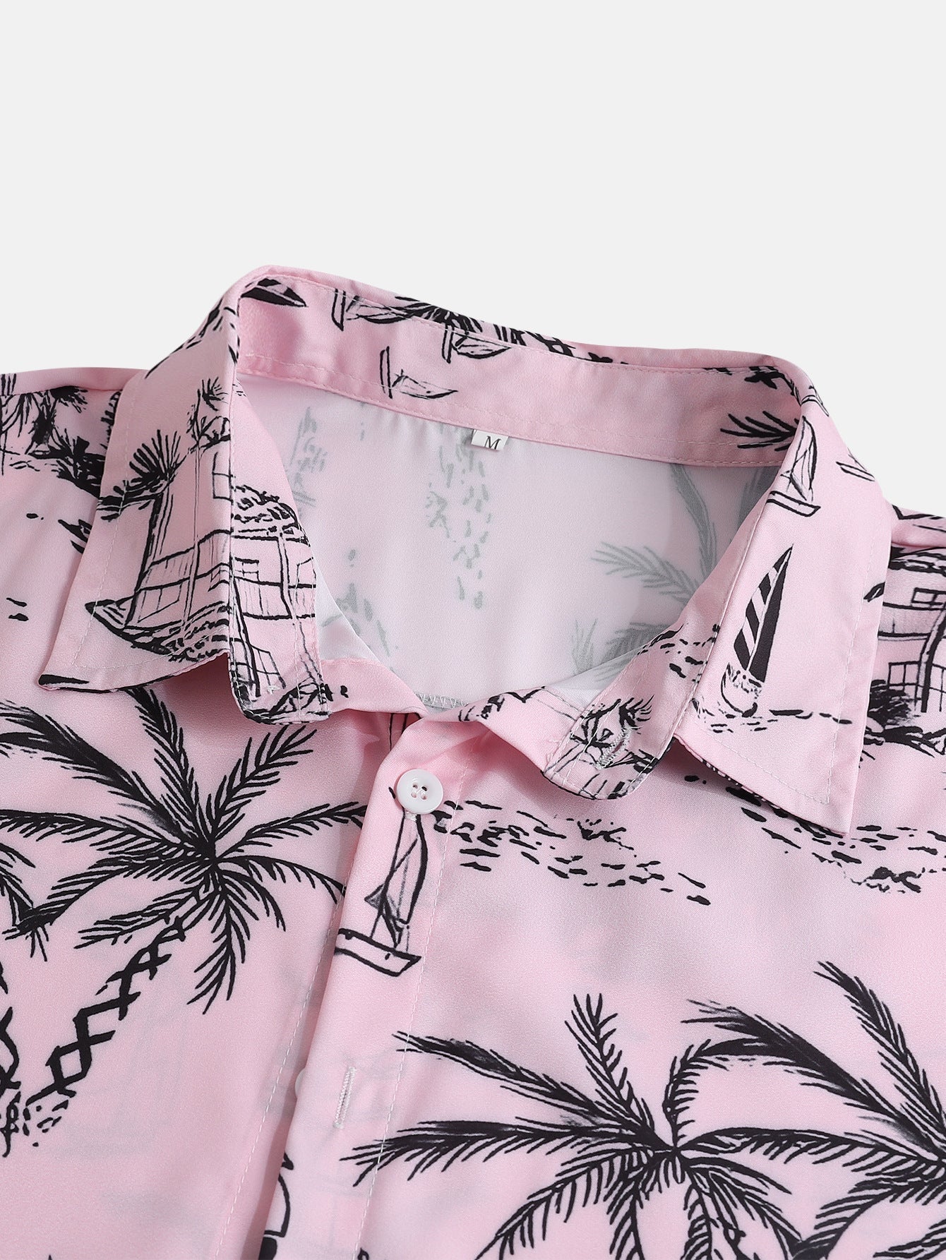 Palm Treeleboat Print Button Up Shirt & Swim Shorts