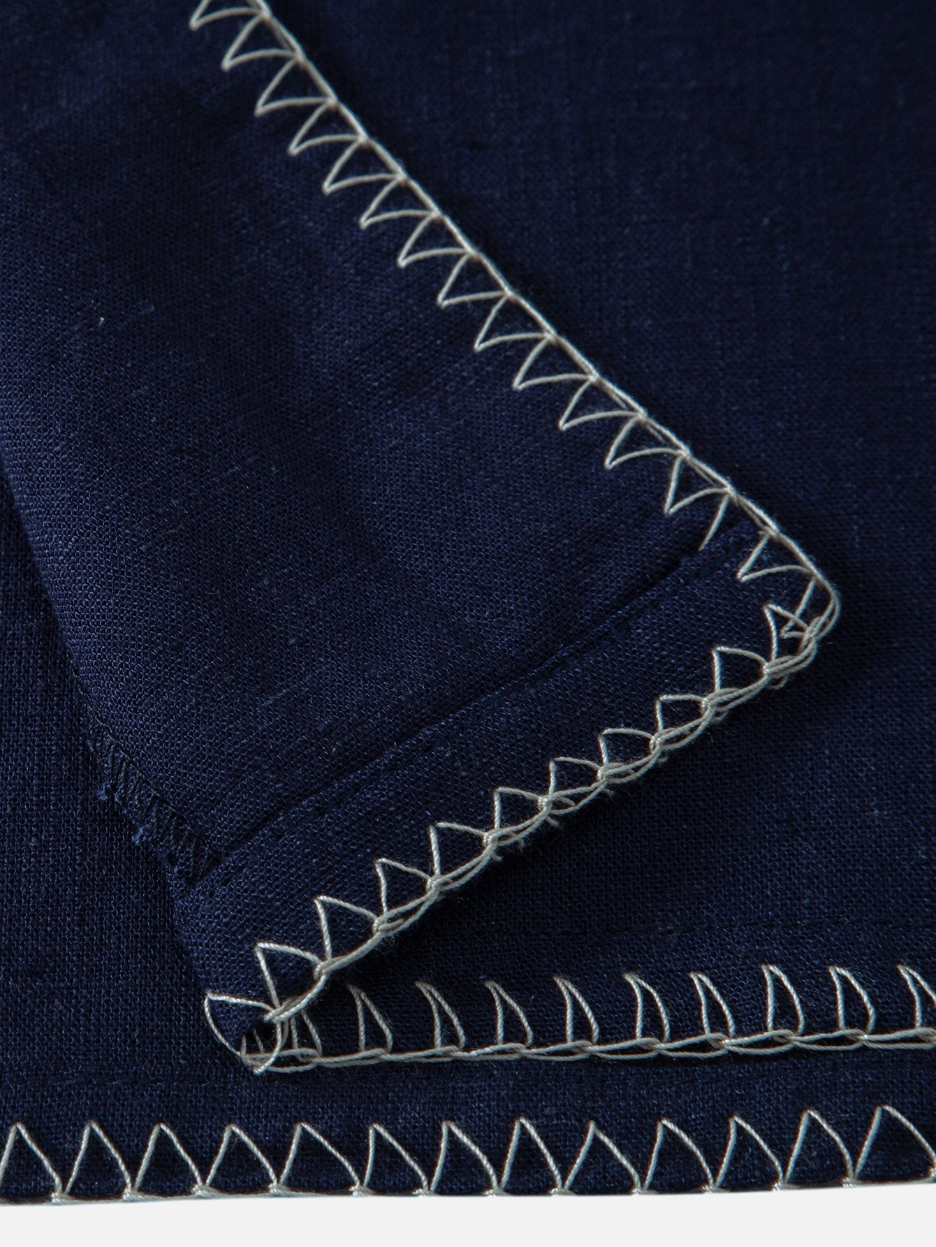 Contrast Stitching Linen Rayon Blend Cuban Shirt & Straight Leg Linen Pants