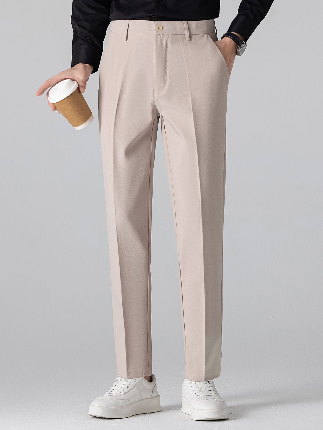 Twist Knit Polo & Slim Fit Tapered Trousers