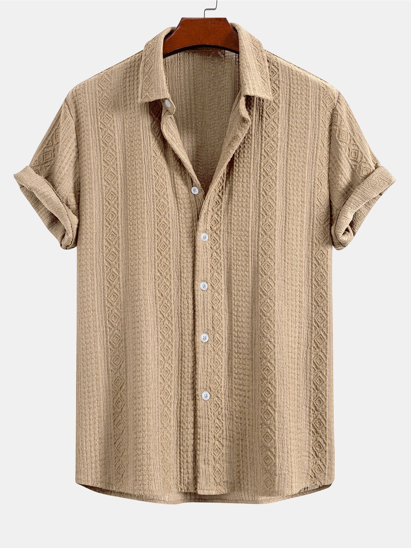 Geometry Jacquard Button Up Shirt & Drawstring 8" Shorts Set