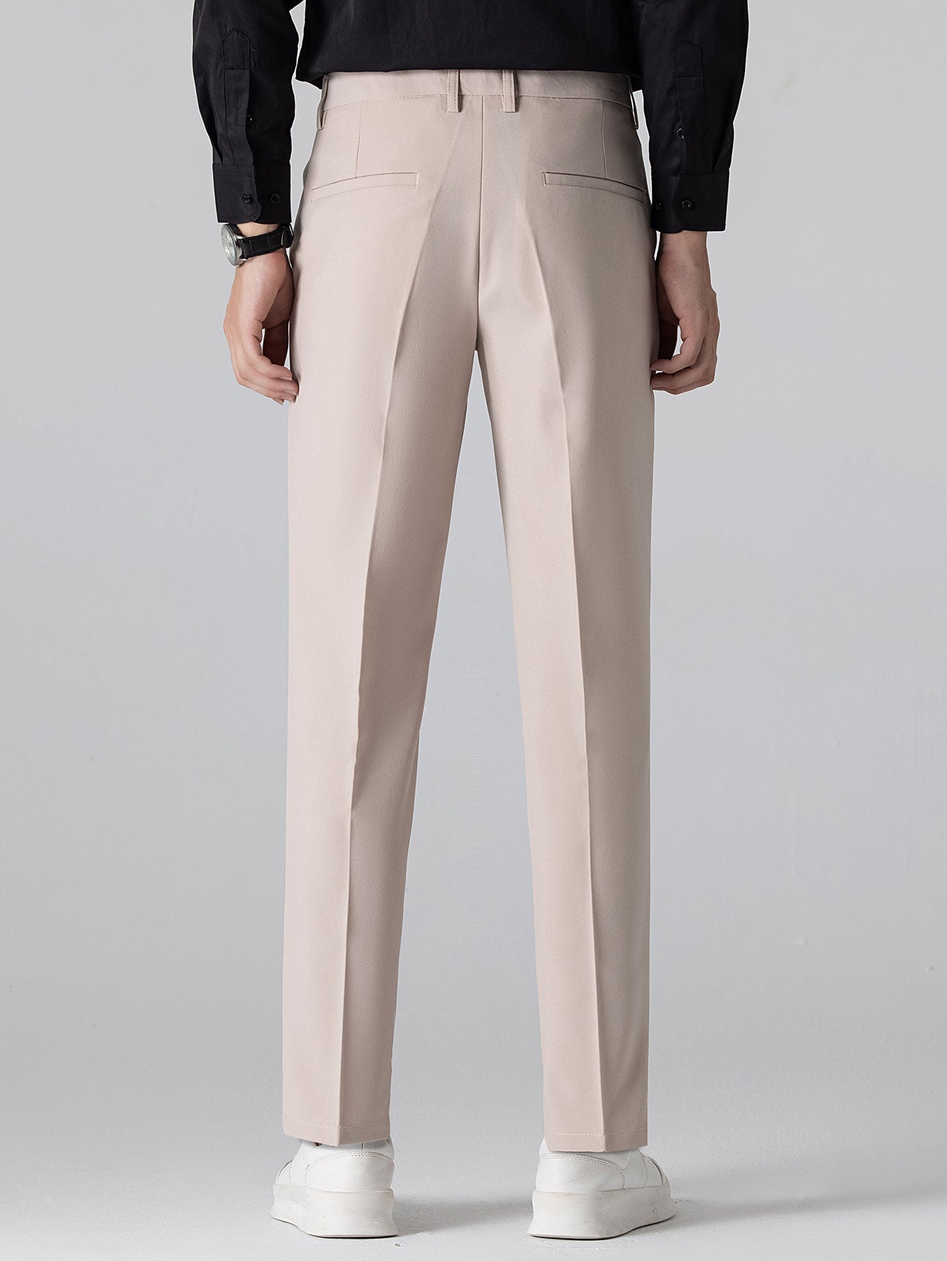 Contrast Textured Johnny Collar Knit Polo & Slim Fit Tapered Trousers