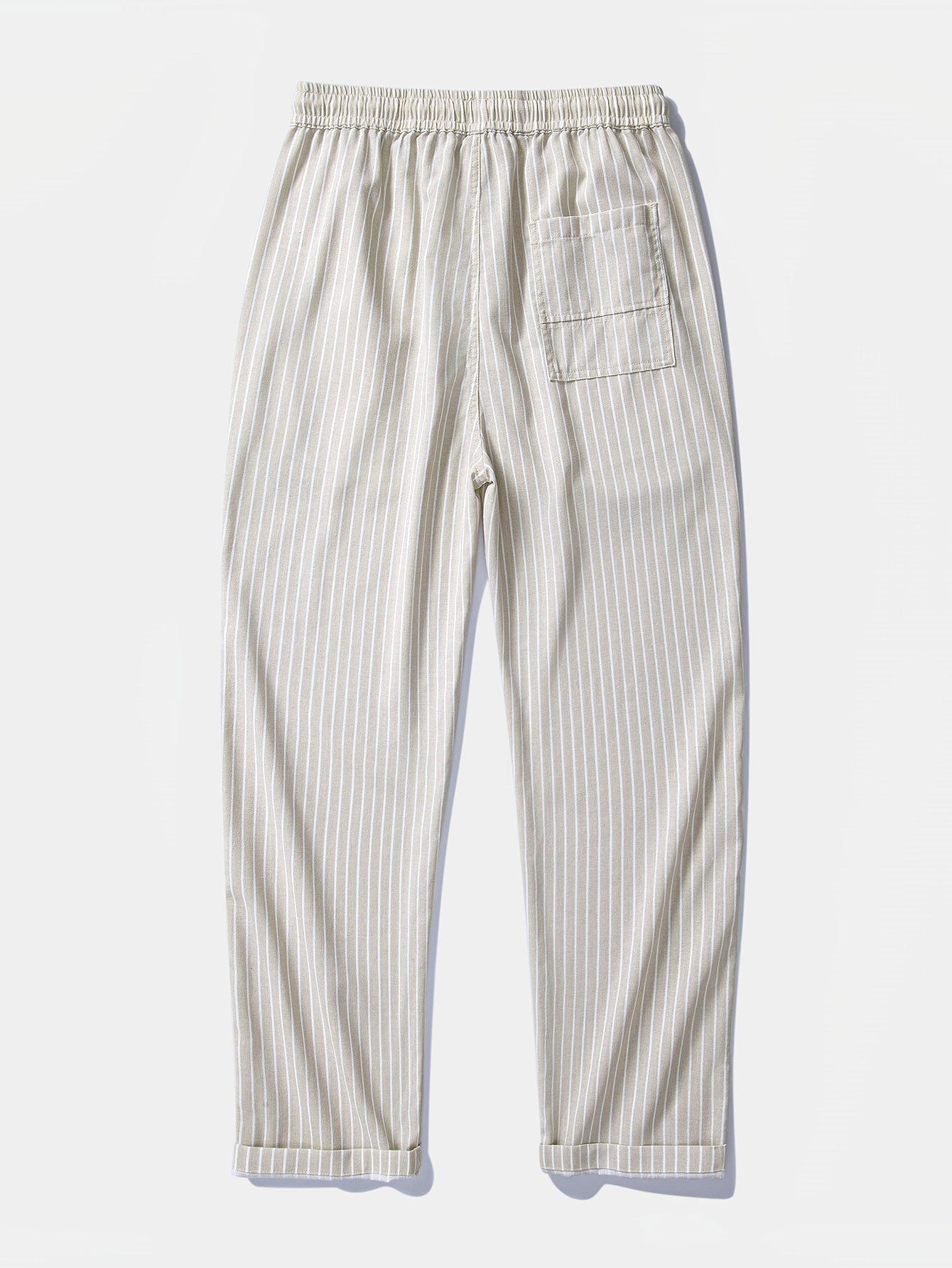Linen Rayon Blend Button Up Shirt & Stripe Straight Leg Linen Pants