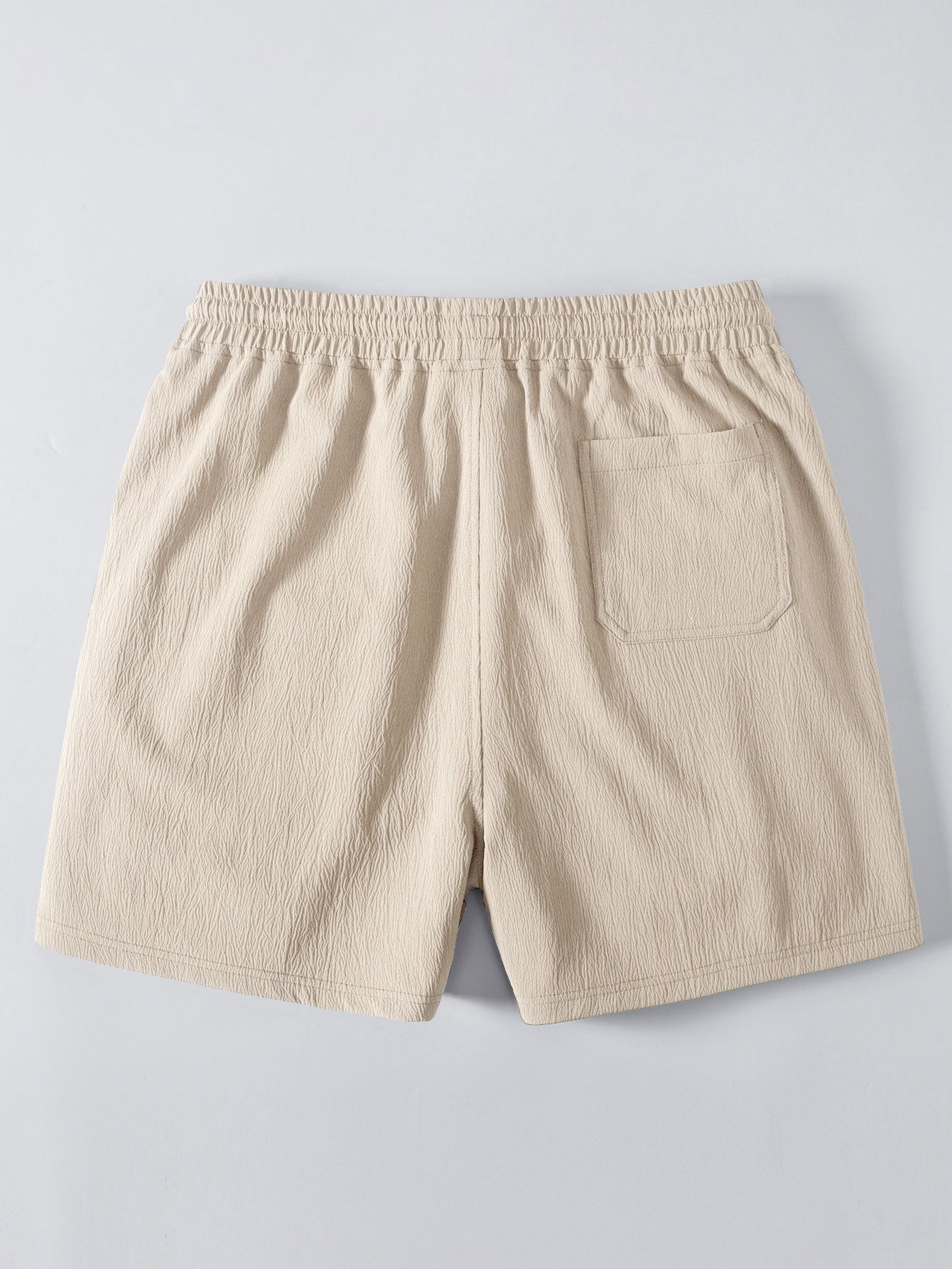 Geometric Jacquard Cuban Collar Shirt & Crinkle Textured Drawstring 5" Shorts
