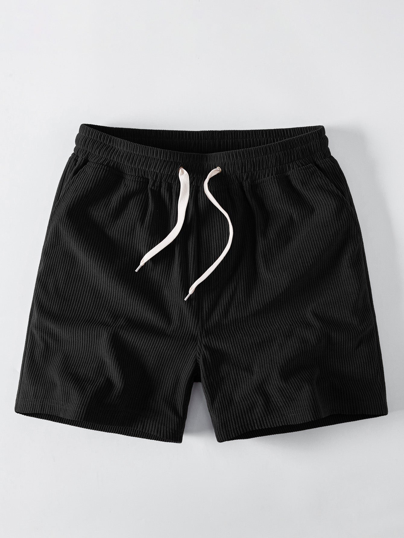 Los Angeles Print Contrast Ringer T-Shirt & 5" Drawstring  Corduroy Shorts