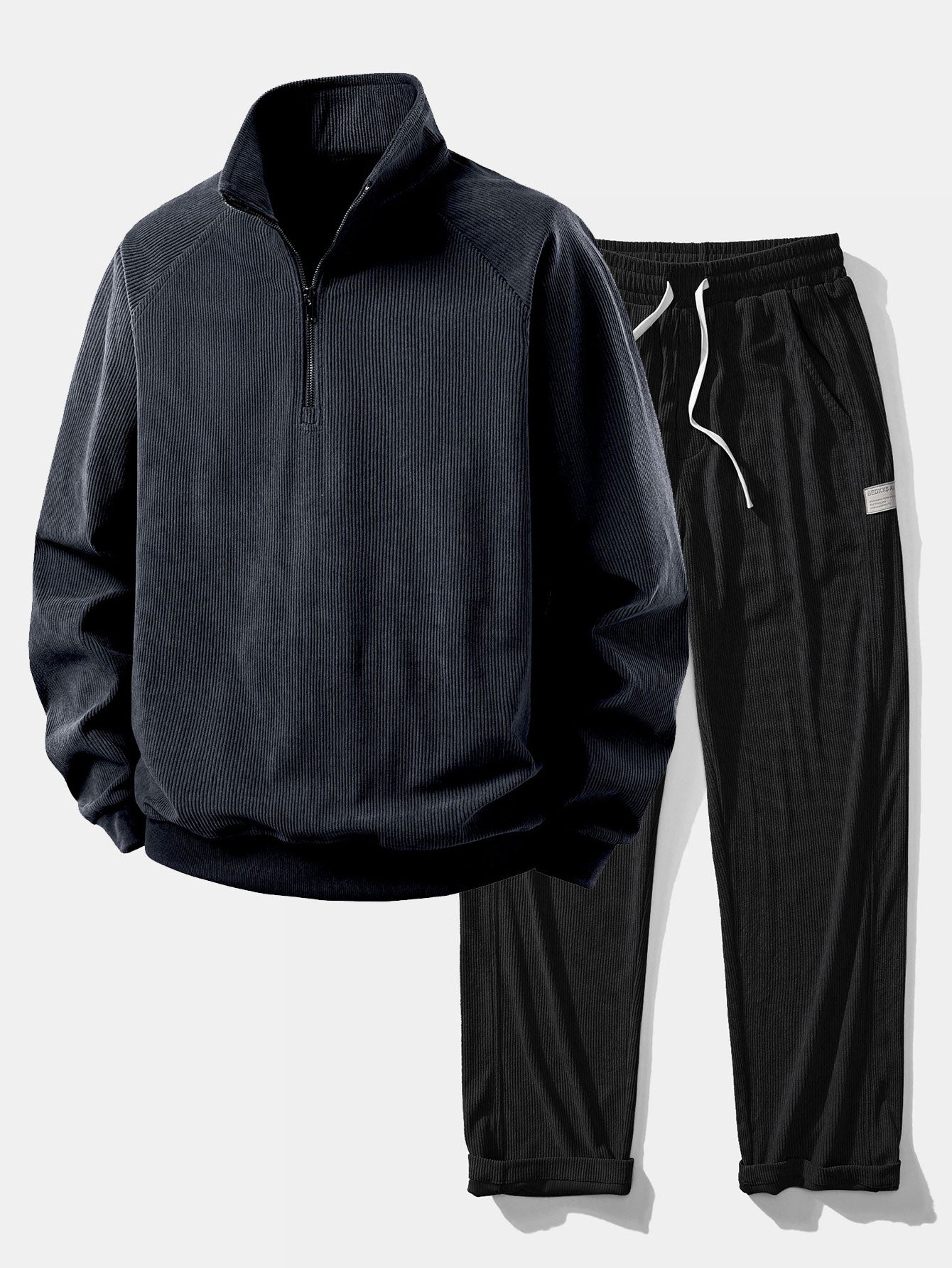 Quarter Zip Corduroy Raglan Sleeve Sweatshirt & Straight Leg Corduroy Pants