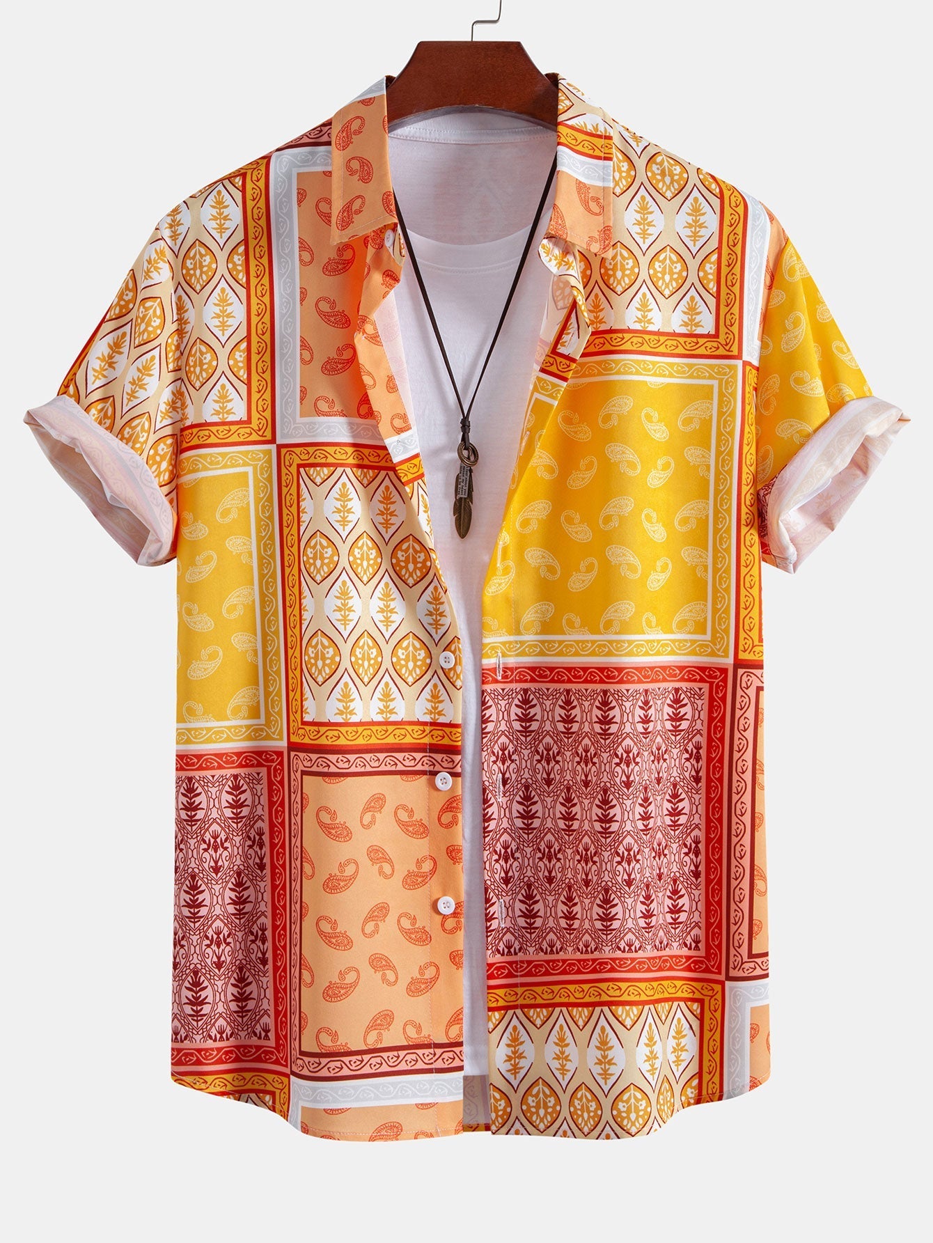 Paisley Bottle Button Up Shirt & Swim Shorts