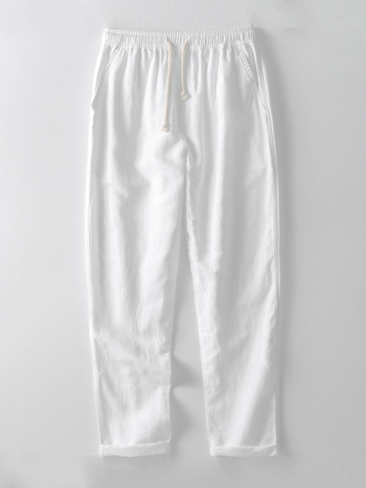 Contrast Paisley Print Linen Look Shirt & Straight Leg Linen Pants