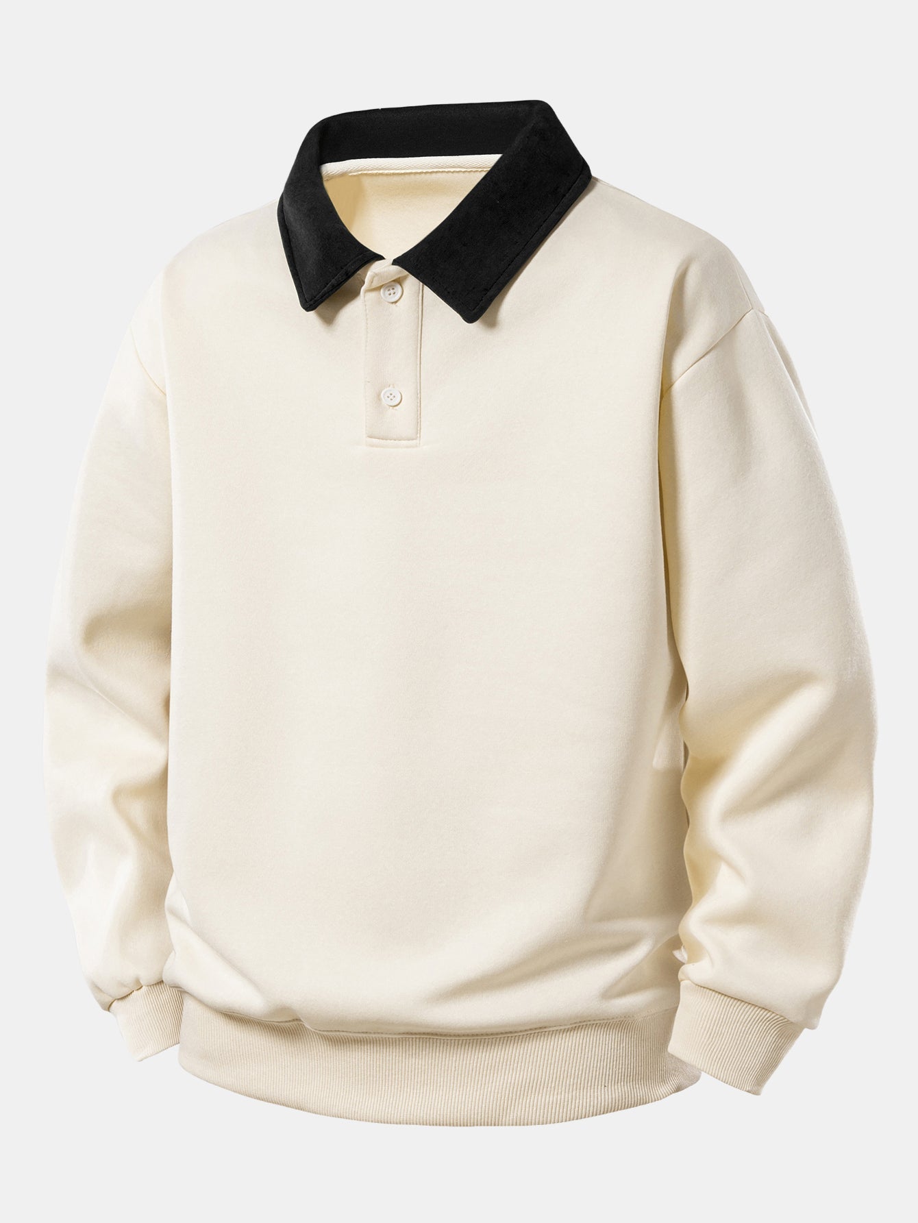 Relax Fit Contrast Polo Sweatshirt & Straight Leg Pleated Pintuck Sweatpants