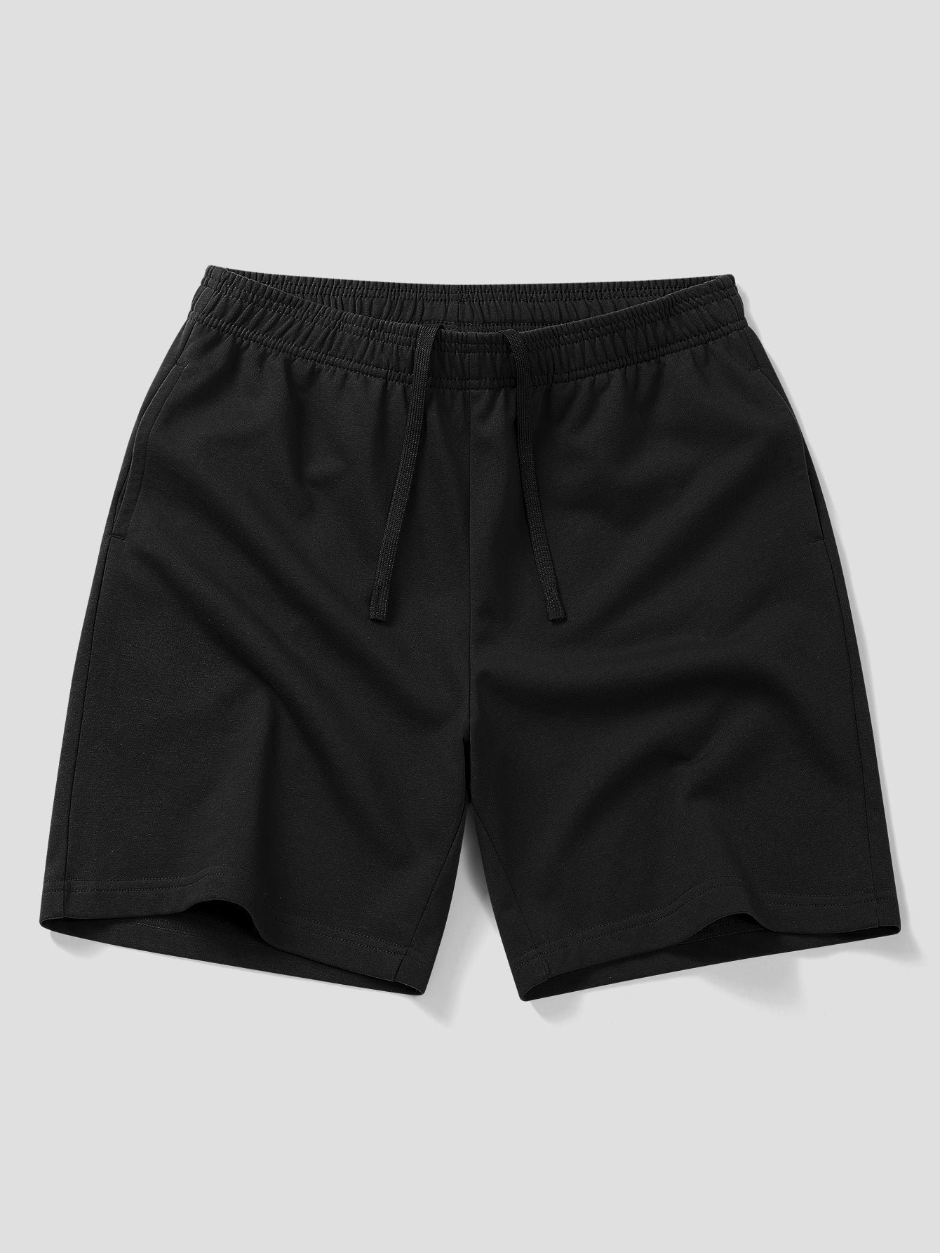 Relax Fit 2 In 1 Notched Collar T-Shirt & Cotton Drawstring 7" Shorts