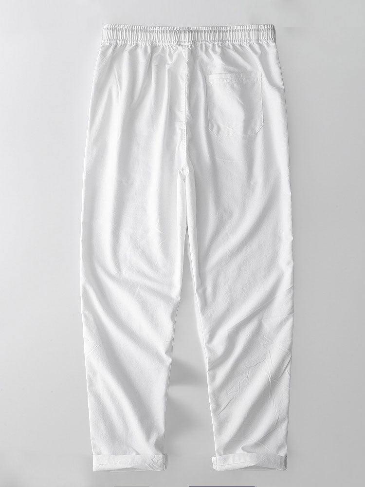 Contrast Floral Print Linen Look Shirt & Straight Leg Linen Pants