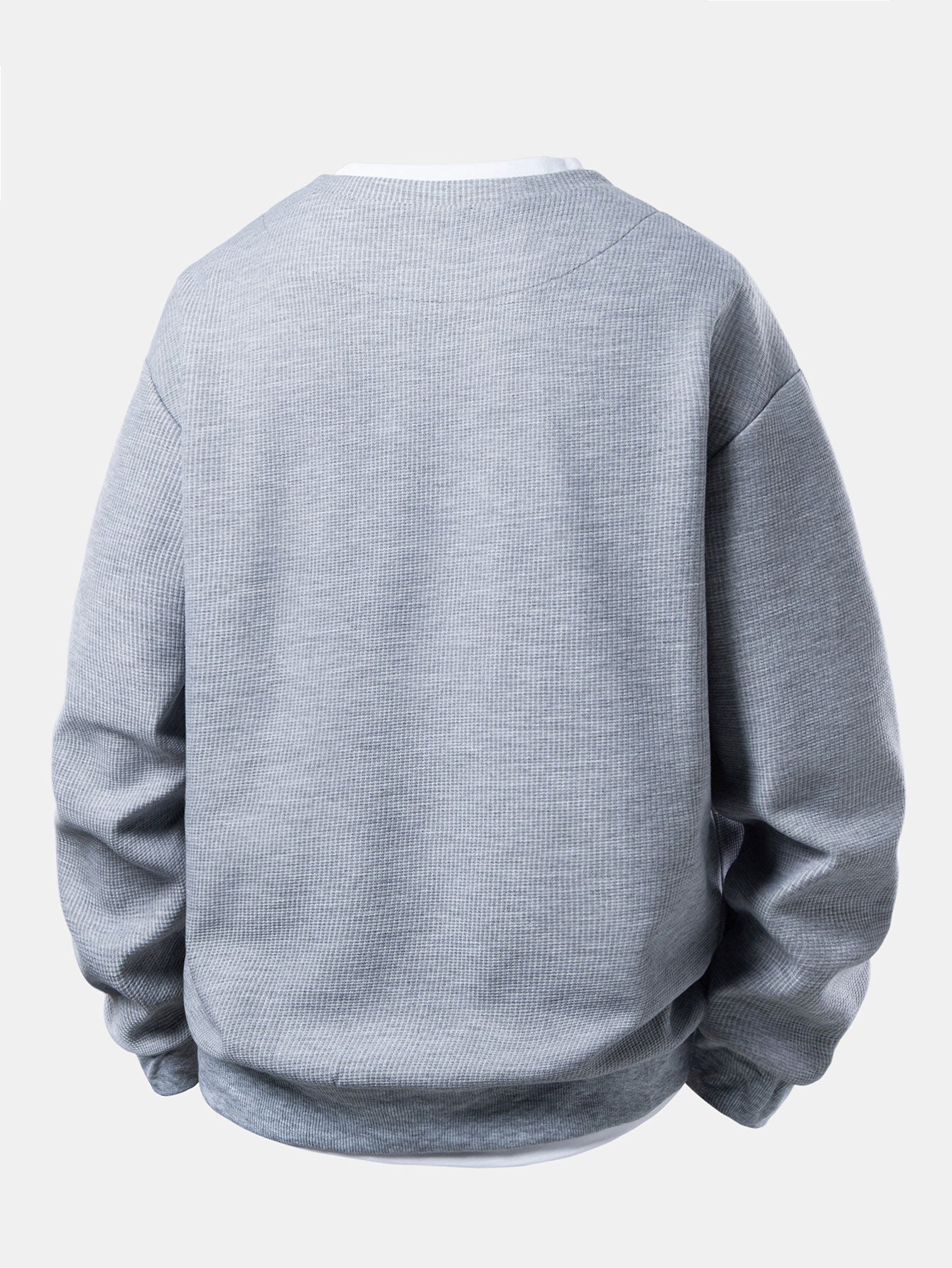 2 In 1 Waffle Notched Collar Sweatshirt & Waffle Pleated Pintuck Straight Leg Pants